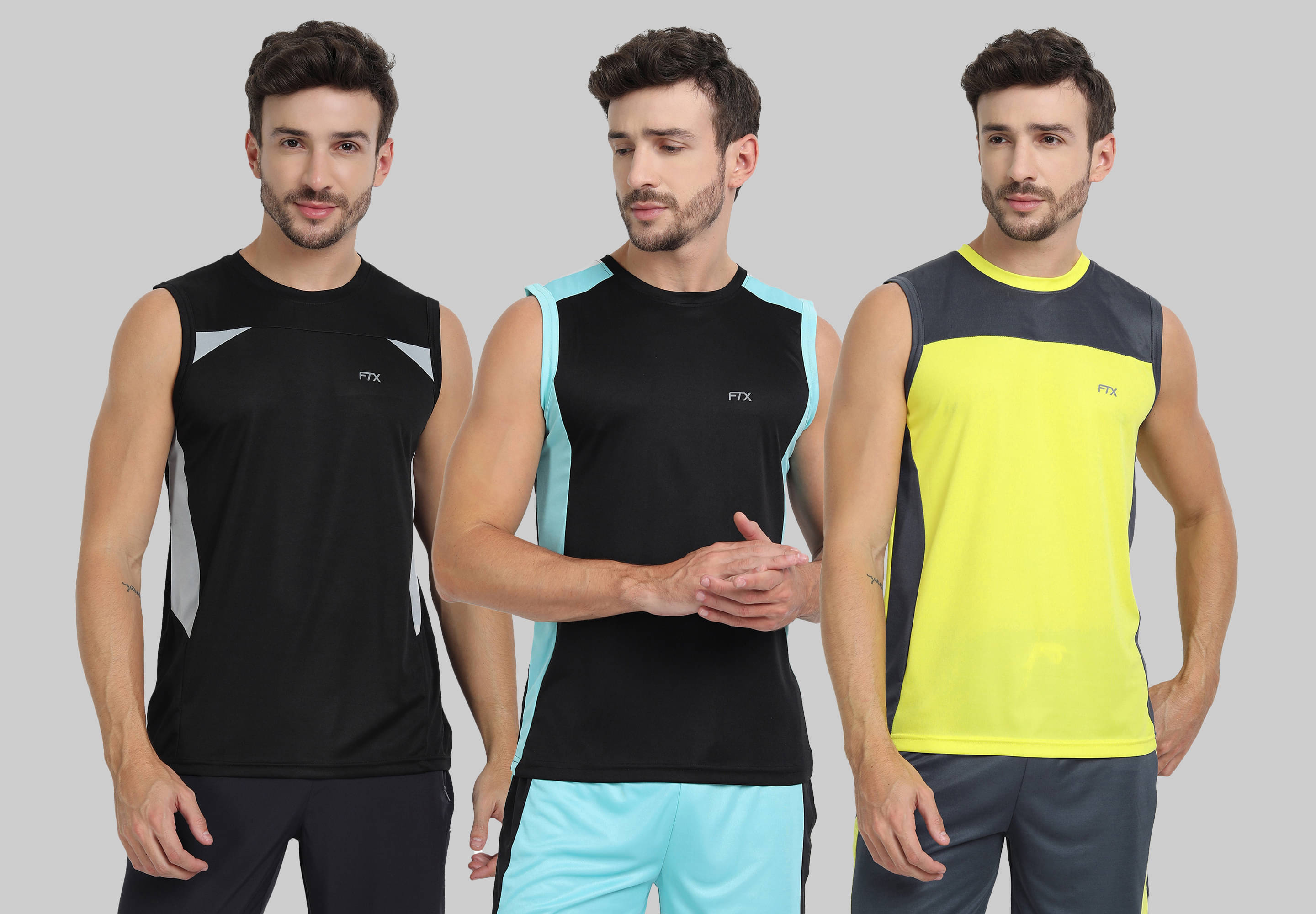 FTX Polyester Regular Fit Colorblock Sleeveless Men's Round T-Shirt - Yellow ( Pack of 3 ) FTX Polyester Regular Fit Colorblock Sleeveless Men's Round T-Shirt - Yellow ( Pack of 3 )