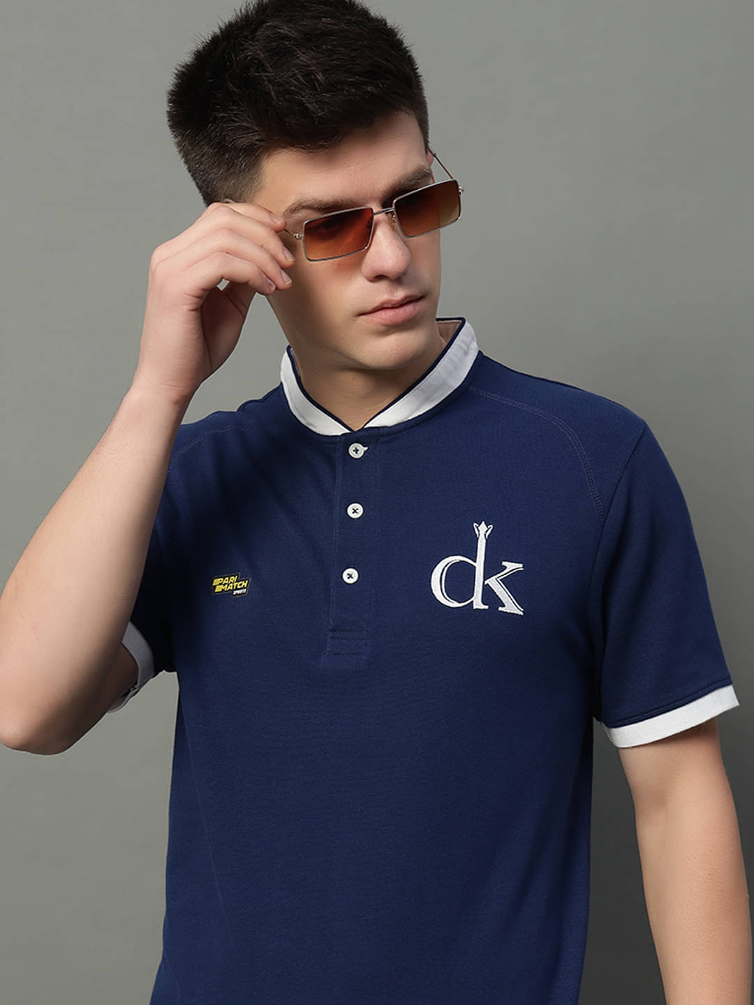 GET GOLF Cotton Blend Regular Fit Printed Half Sleeves Men's Mandarin Collar T-Shirt - Navy Blue ( Pack of 1 ) GET GOLF Cotton Blend Regular Fit Printed Half Sleeves Men's Mandarin Collar T-Shirt - Navy Blue ( Pack of 1 )