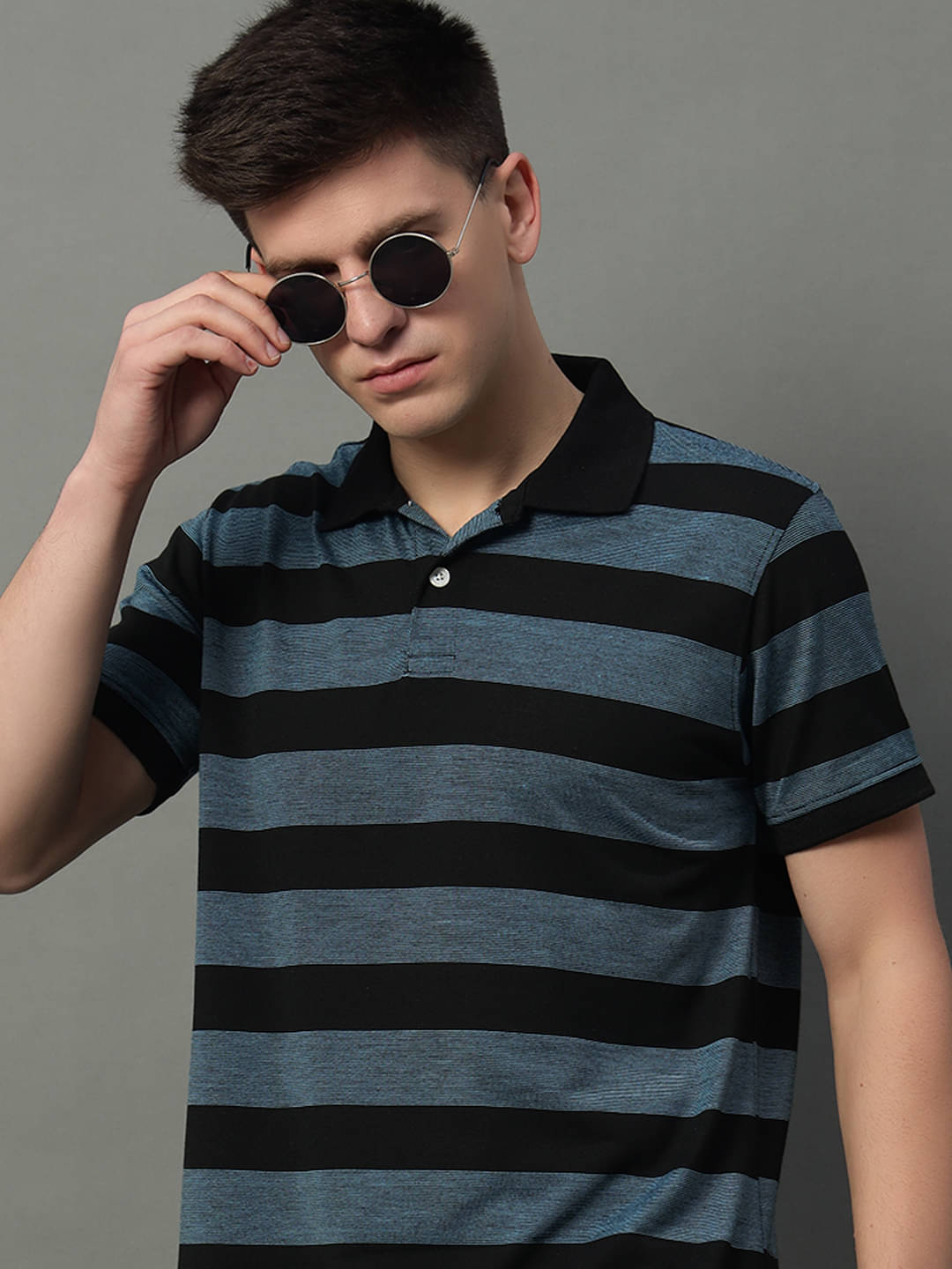 GET GOLF Pack of 1 Cotton Blend Regular Fit Striped Half Sleeves Men's Polo T Shirt ( Black ) GET GOLF Pack of 1 Cotton Blend Regular Fit Striped Half Sleeves Men's Polo T Shirt ( Black )