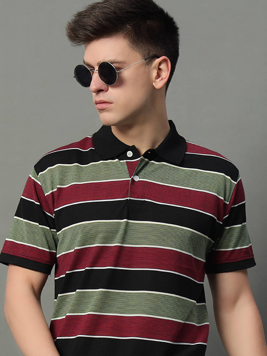     			GET GOLF Pack of 1 Cotton Blend Regular Fit Striped Half Sleeves Men's Polo T Shirt ( Multicolor )
