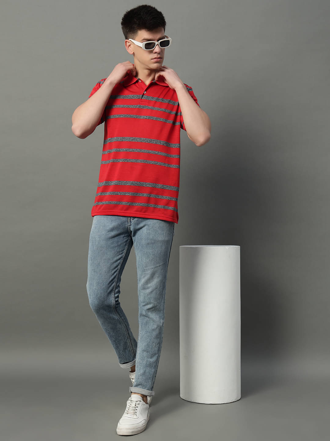 GET GOLF Pack of 1 Cotton Blend Regular Fit Striped Half Sleeves Men's Polo T Shirt ( Red ) GET GOLF Pack of 1 Cotton Blend Regular Fit Striped Half Sleeves Men's Polo T Shirt ( Red )