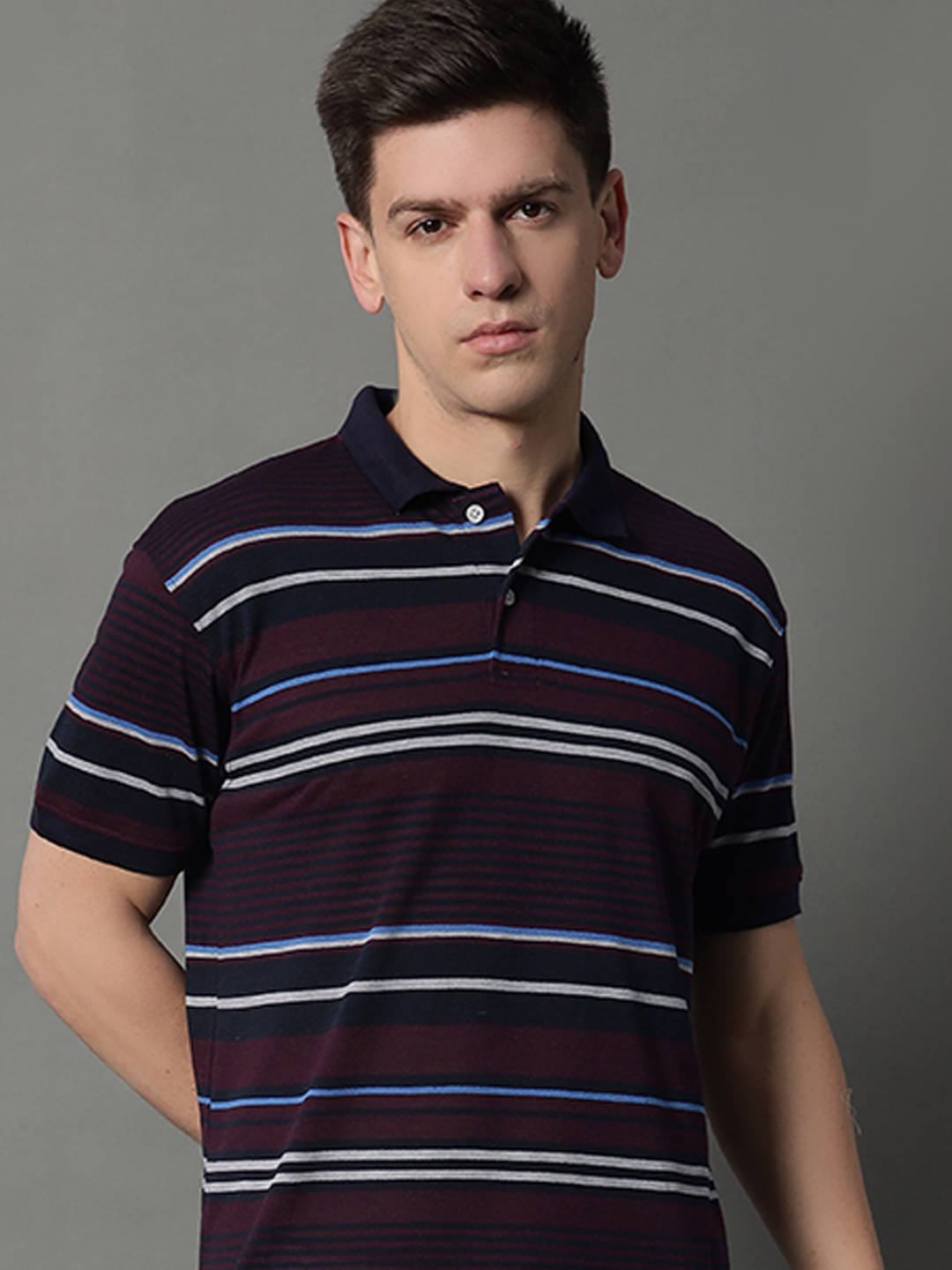    			GET GOLF Pack of 1 Cotton Blend Regular Fit Striped Half Sleeves Men's Polo T Shirt ( Blue )