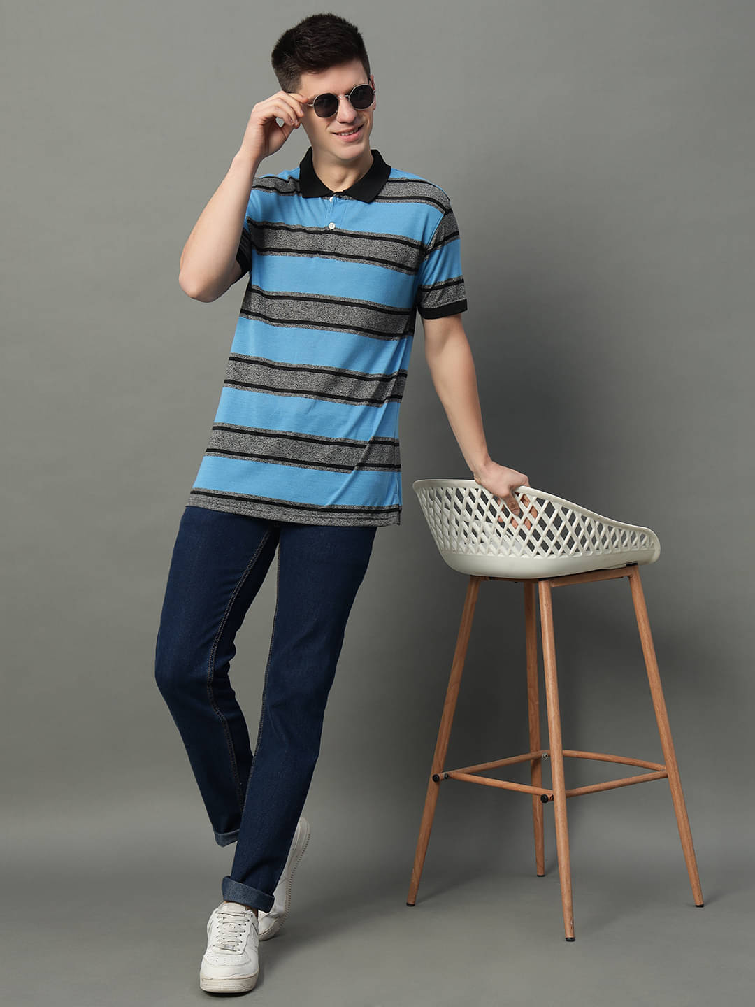     			GET GOLF Pack of 1 Cotton Blend Regular Fit Striped Half Sleeves Men's Polo T Shirt ( Turquoise )
