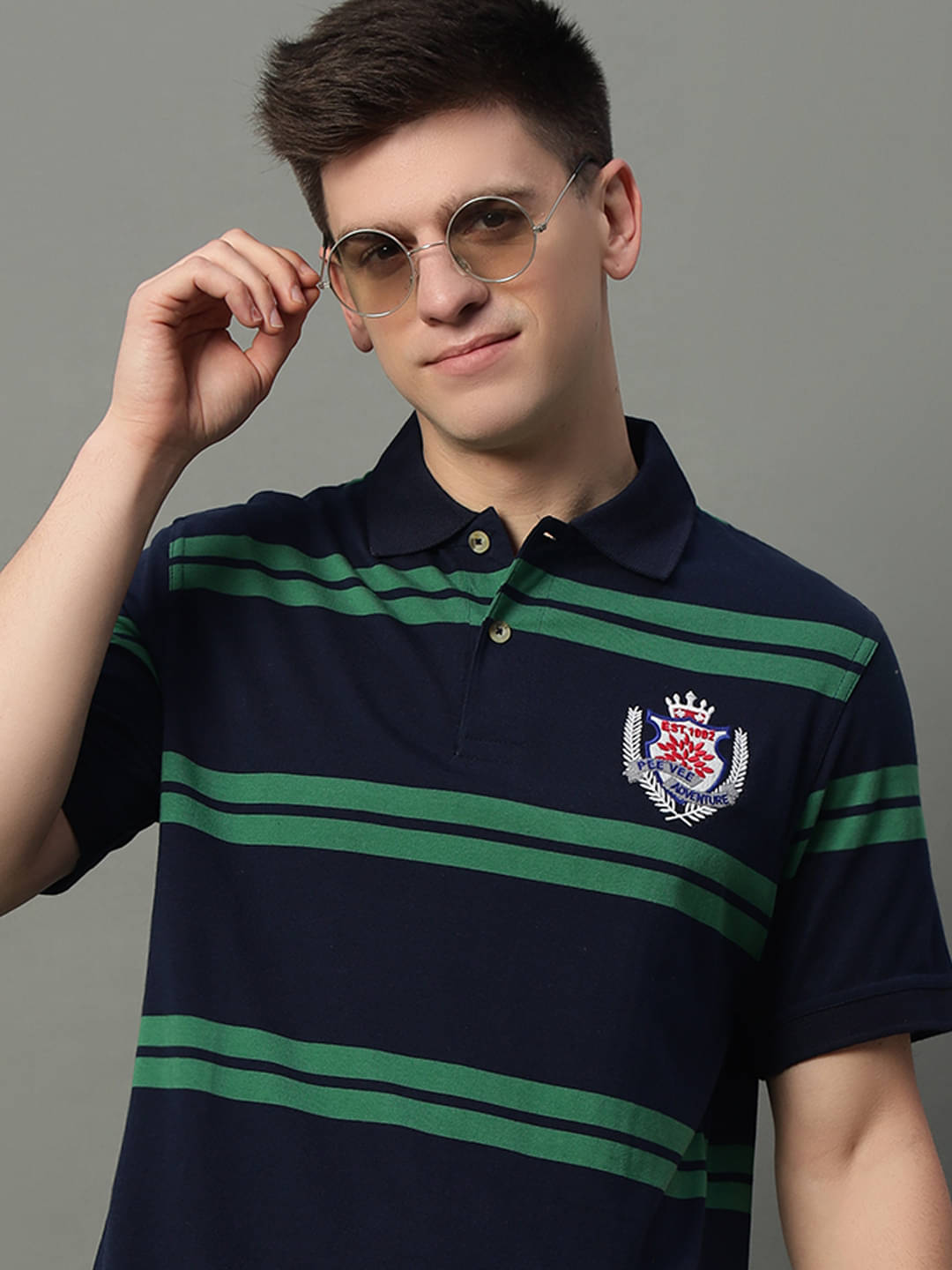     			GET GOLF Pack of 1 Cotton Blend Regular Fit Striped Half Sleeves Men's Polo T Shirt ( Navy )