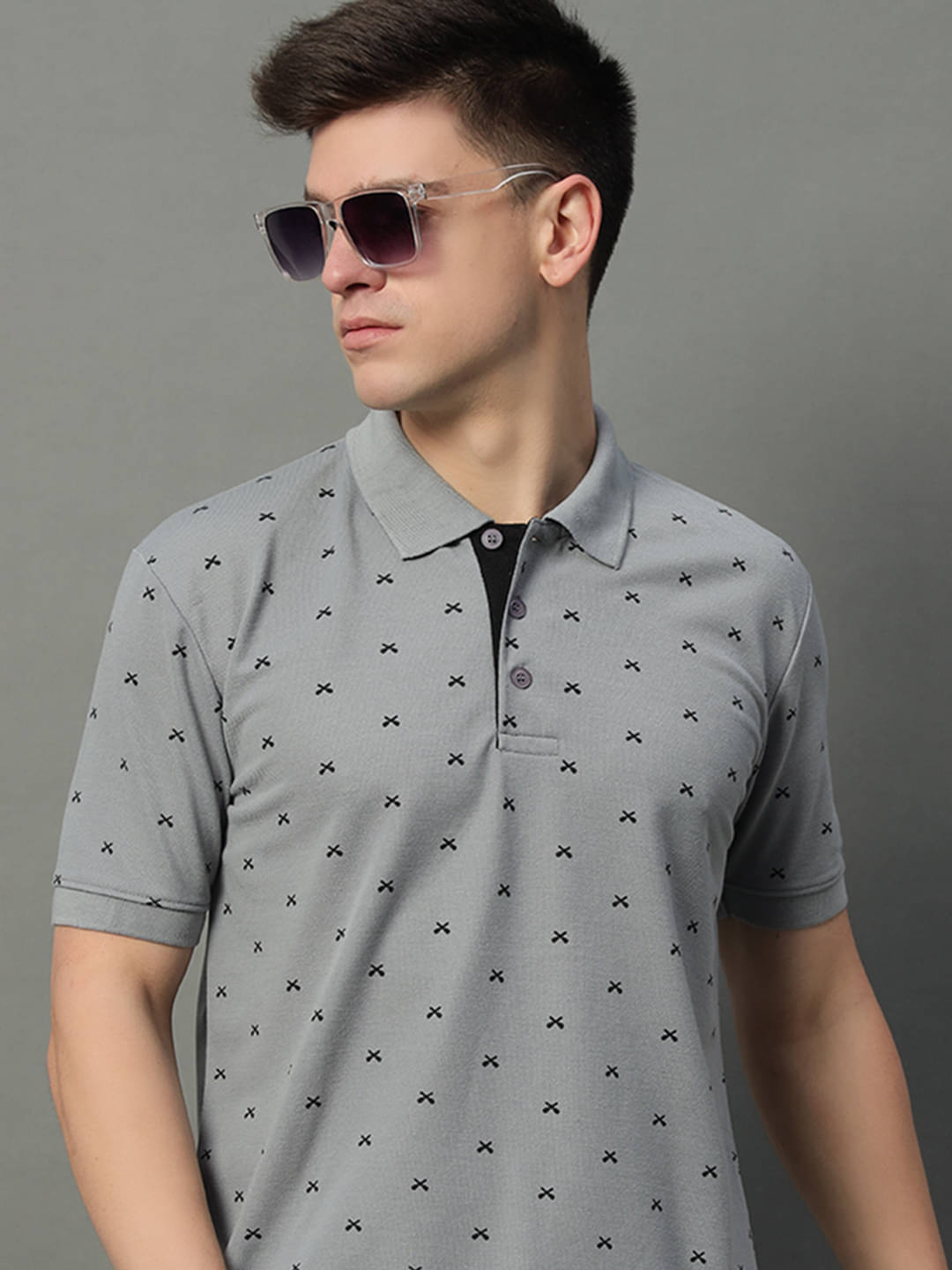 GET GOLF Pack of 1 Cotton Blend Regular Fit Printed Half Sleeves Men's Polo T Shirt ( Grey ) GET GOLF Pack of 1 Cotton Blend Regular Fit Printed Half Sleeves Men's Polo T Shirt ( Grey )