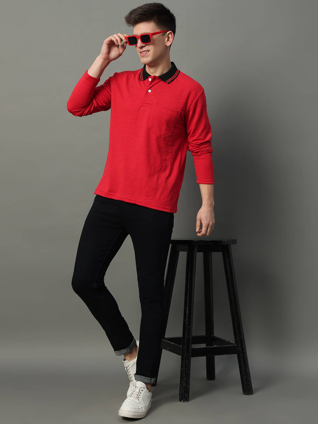 GET GOLF Pack of 1 Cotton Blend Regular Fit Checks Full Sleeves Men's Polo T Shirt ( Red ) GET GOLF Pack of 1 Cotton Blend Regular Fit Checks Full Sleeves Men's Polo T Shirt ( Red )