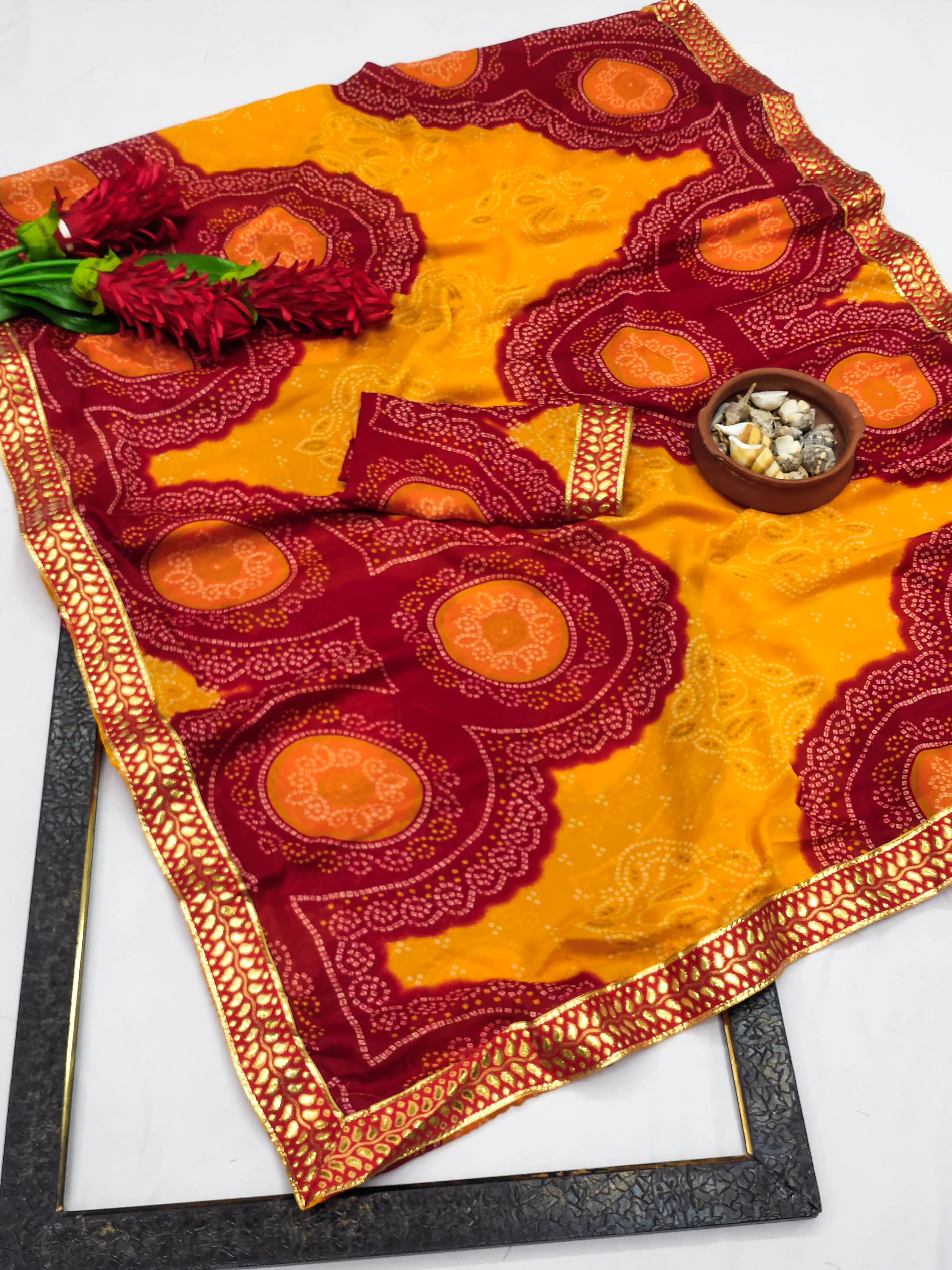     			Kanooda Prints Georgette Printed Saree With Unstitched Blouse Piece ( Red )