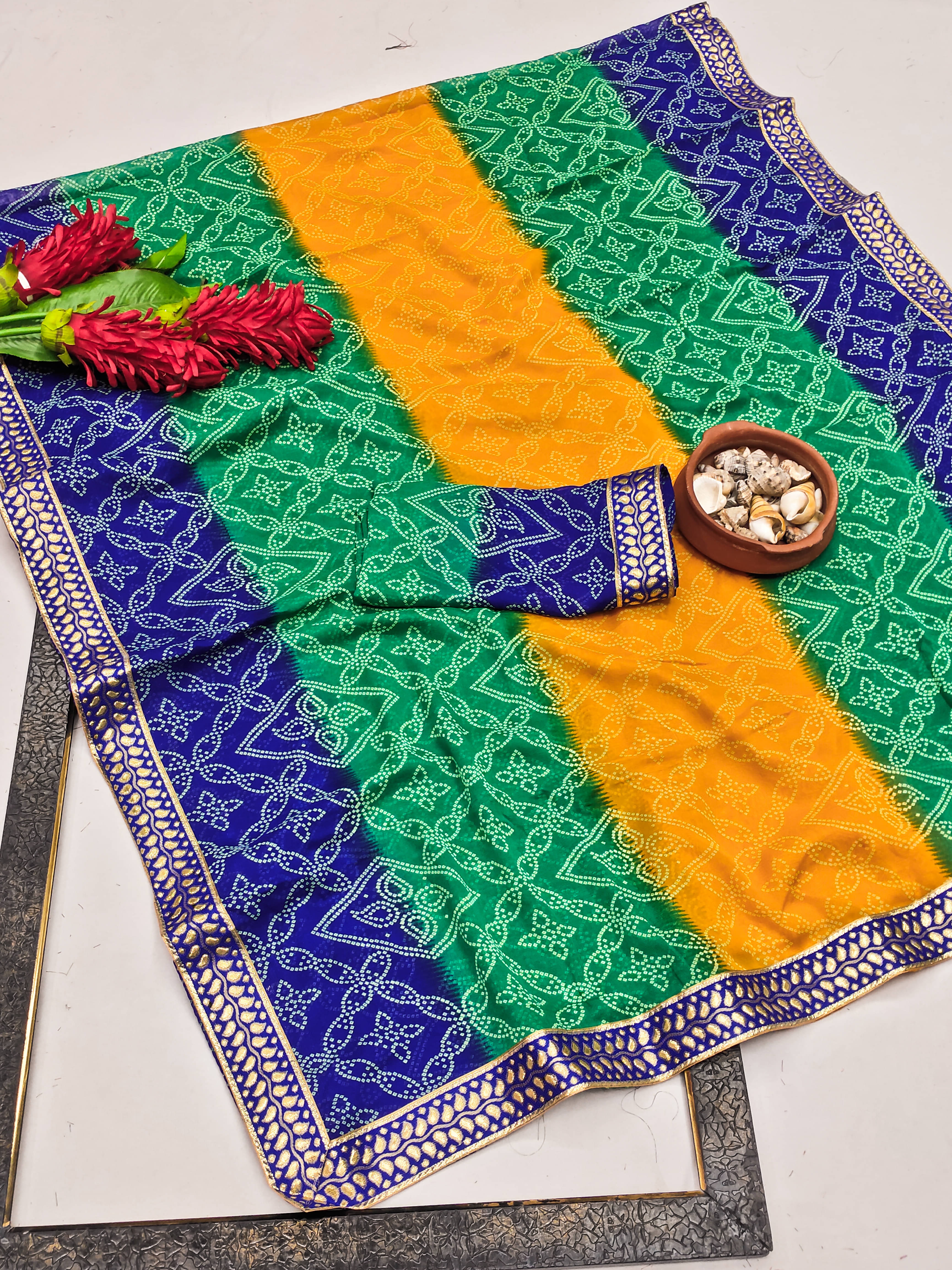     			Kanooda Prints Georgette Printed Saree With Unstitched Blouse Piece ( Blue )
