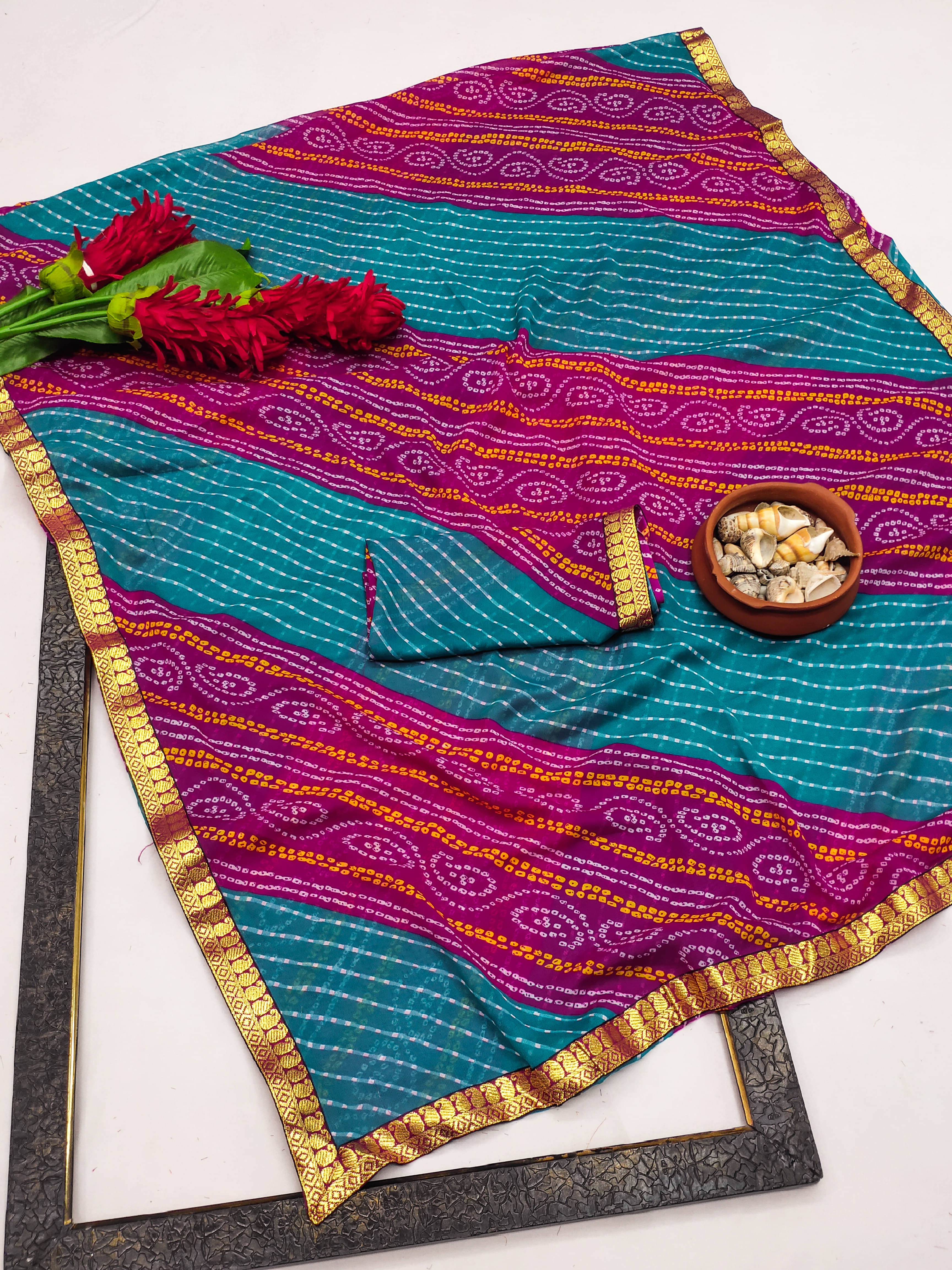 Kanooda Prints Georgette Printed Saree With Unstitched Blouse Piece ( Pink ) Kanooda Prints Georgette Printed Saree With Unstitched Blouse Piece ( Pink )