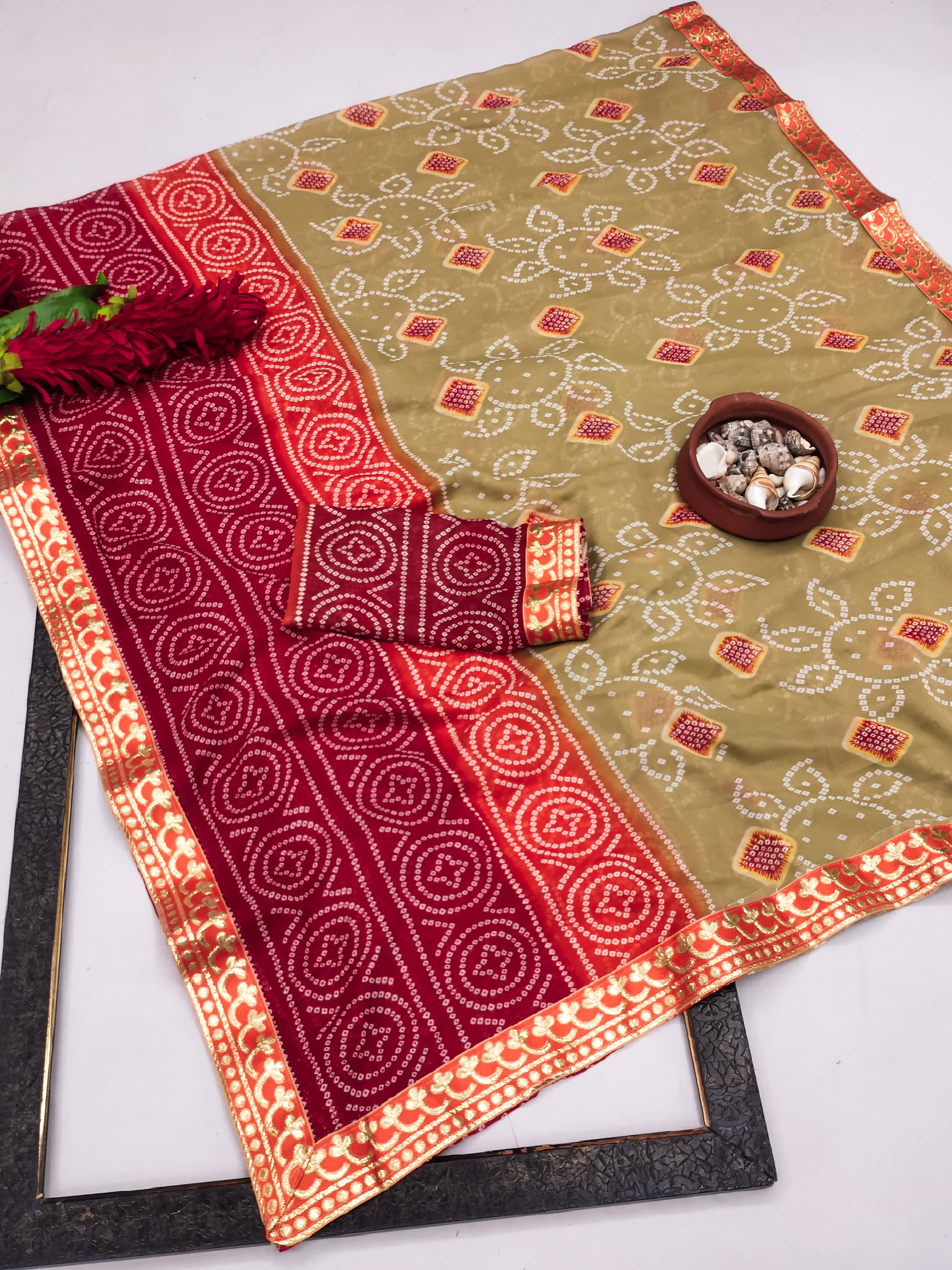 Kanooda Prints Georgette Printed Saree With Unstitched Blouse Piece ( Beige ) Kanooda Prints Georgette Printed Saree With Unstitched Blouse Piece ( Beige )