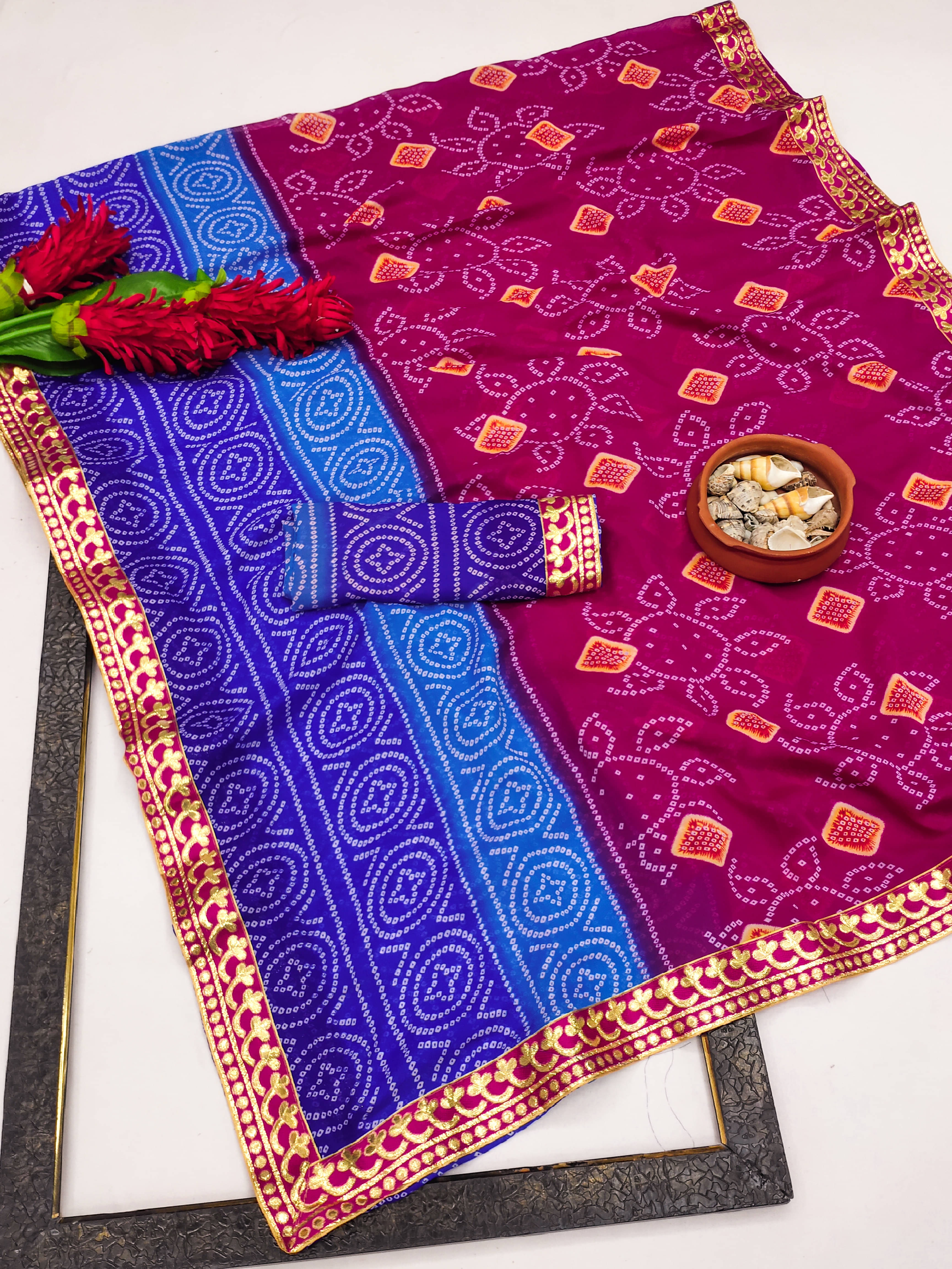     			Kanooda Prints Georgette Printed Saree With Unstitched Blouse Piece ( Pink )