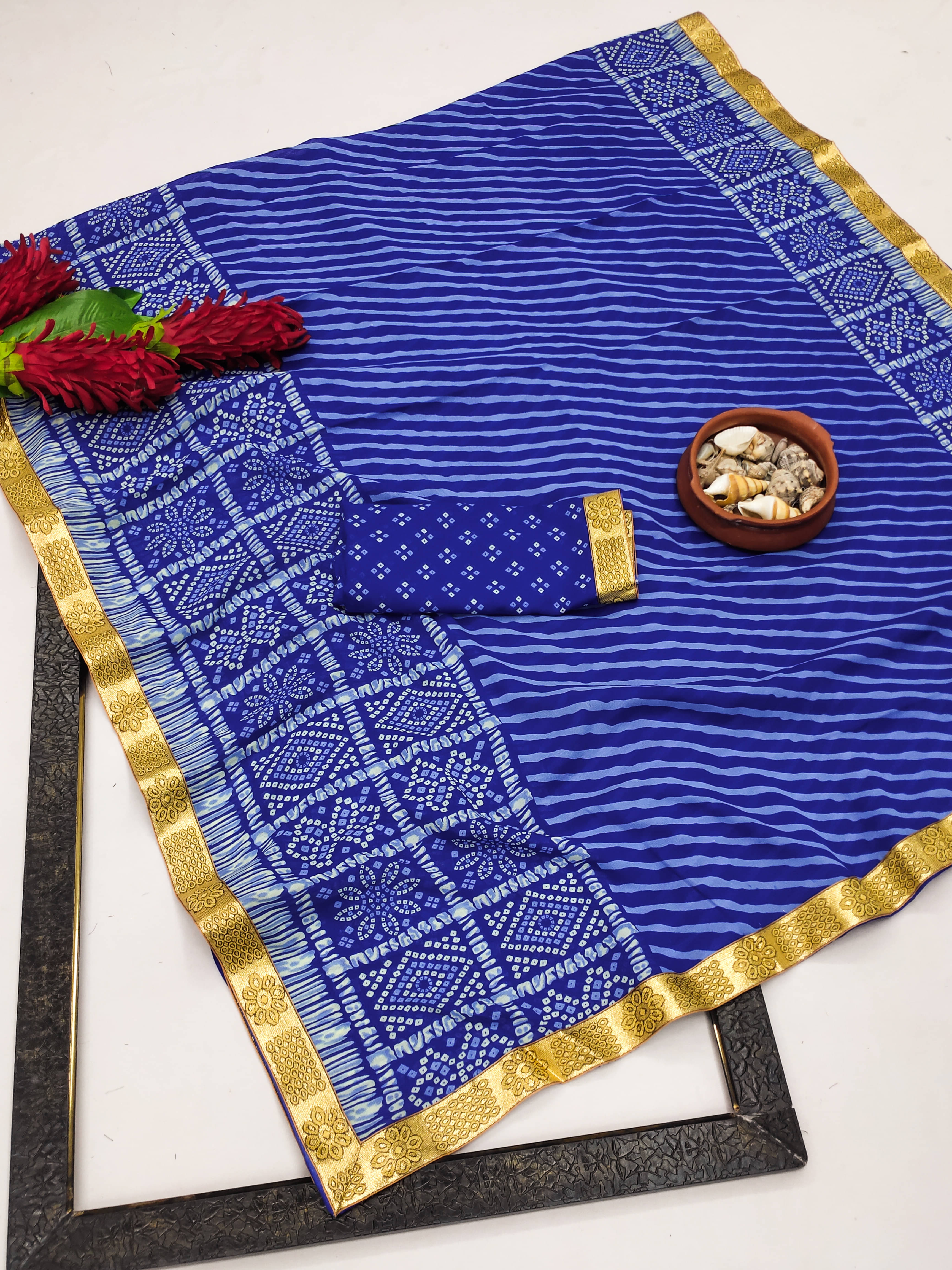     			Kanooda Prints Georgette Printed Saree With Unstitched Blouse Piece ( Blue )