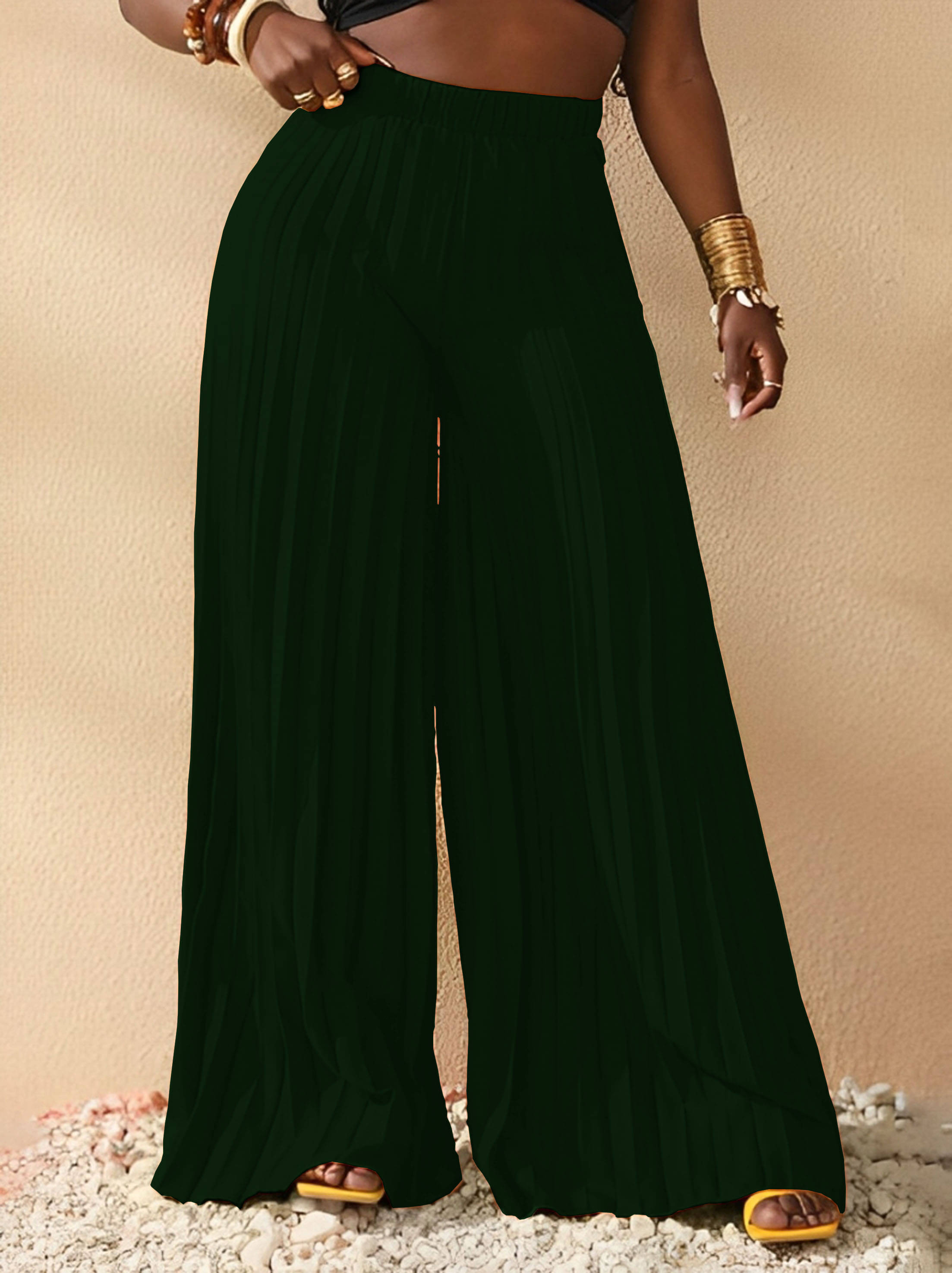 Kintu Parantu Pack of 1 Polyester Straight Women's Palazzos ( Green ) Kintu Parantu Pack of 1 Polyester Straight Women's Palazzos ( Green )