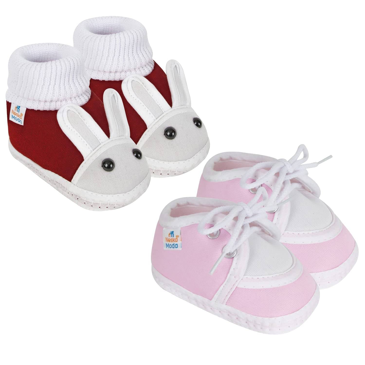    			Neska Moda - MultiColor  Booties For Baby Boy & Baby Girl 12-18 Months ( Pack of 2 )