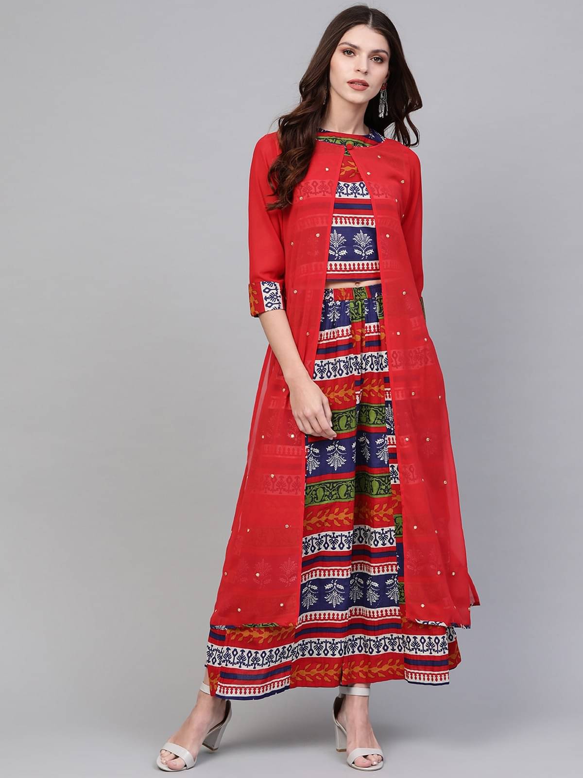     			Pannkh Women Printed Top With Palazzos Co-Ord Set ( Multi Color )