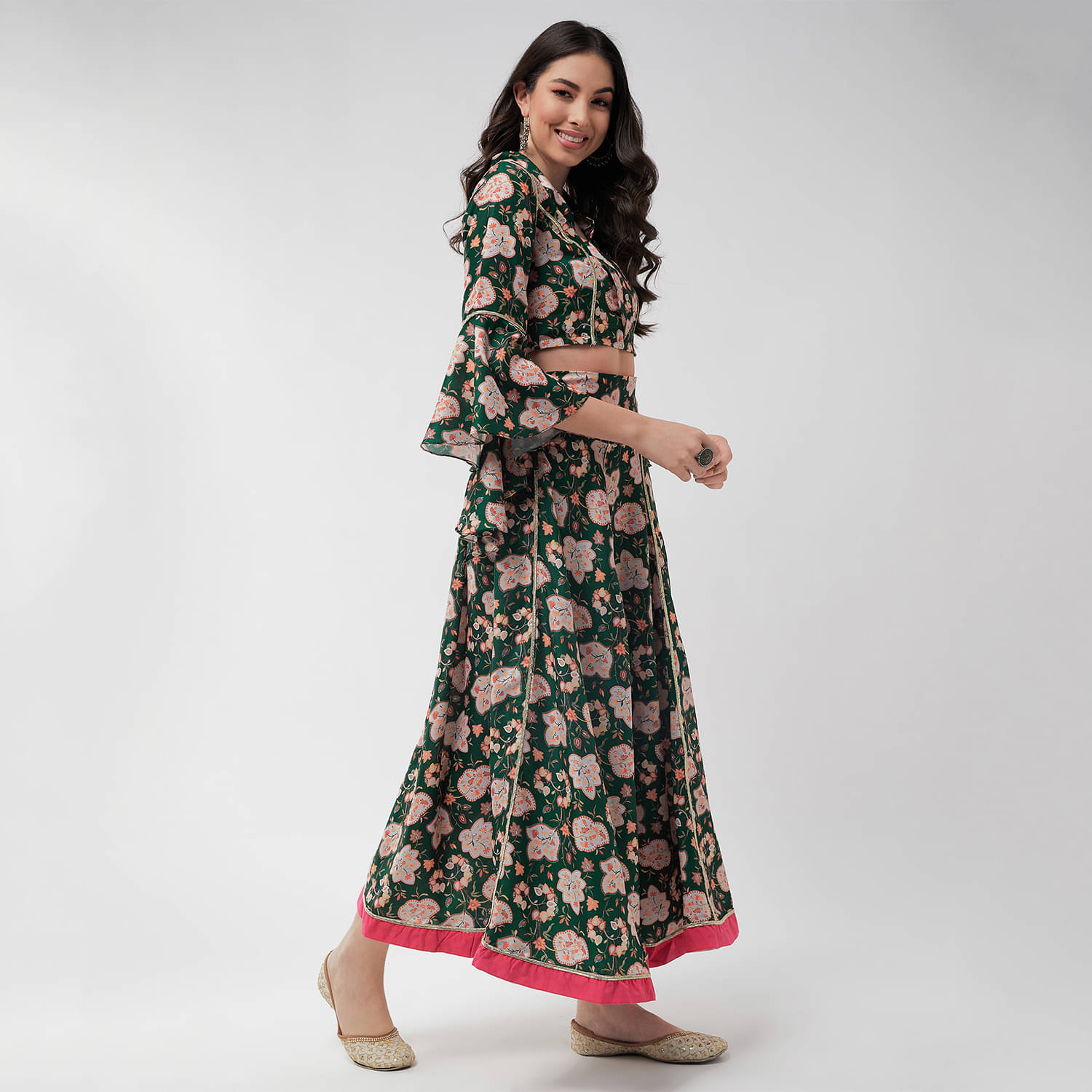     			Pannkh Women Printed Top With Skirt Co-Ord Set ( Multi Color )