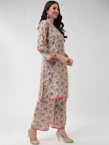 Pannkh Polyester Printed Kurti With Pants Women's Stitched Salwar Suit - Multicoloured ( Pack of 1 ) Pannkh Polyester Printed Kurti With Pants Women's Stitched Salwar Suit - Multicoloured ( Pack of 1 )
