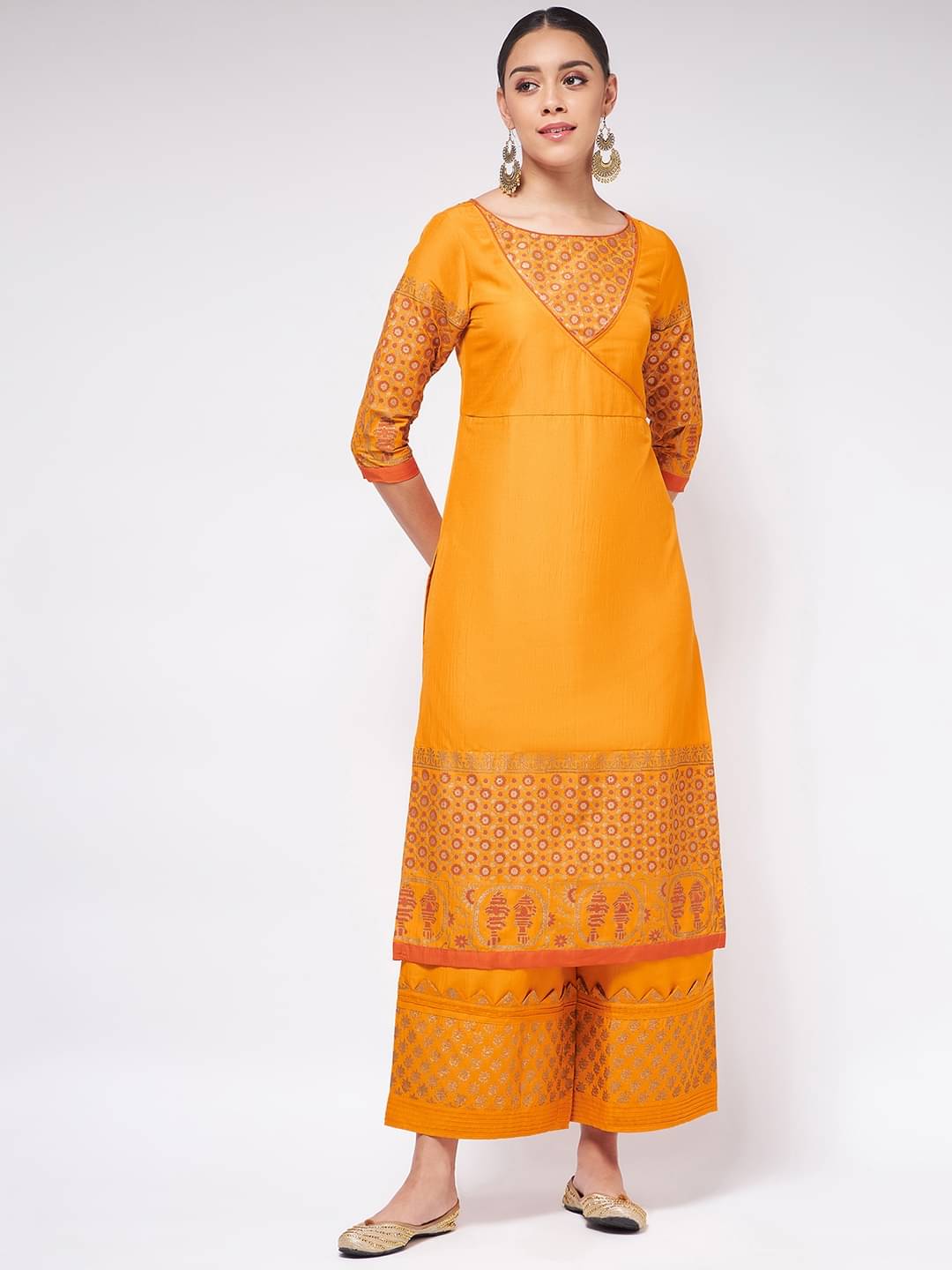     			Pannkh Polyester Self Design Kurti With Pants Women's Stitched Salwar Suit - Multicoloured ( Pack of 1 )