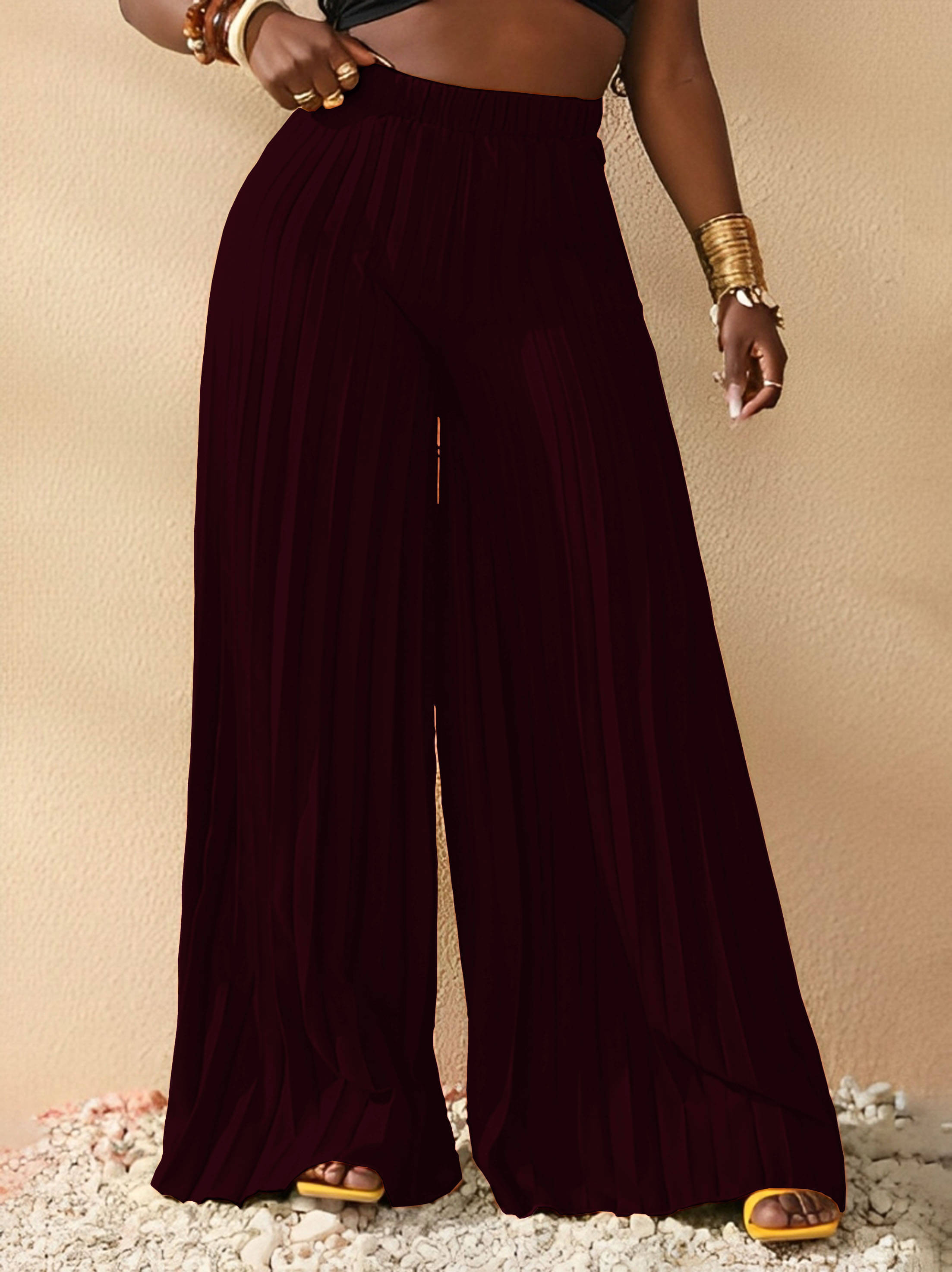     			Parona Pack of 1 Polyester Straight Women's Palazzos ( Maroon )
