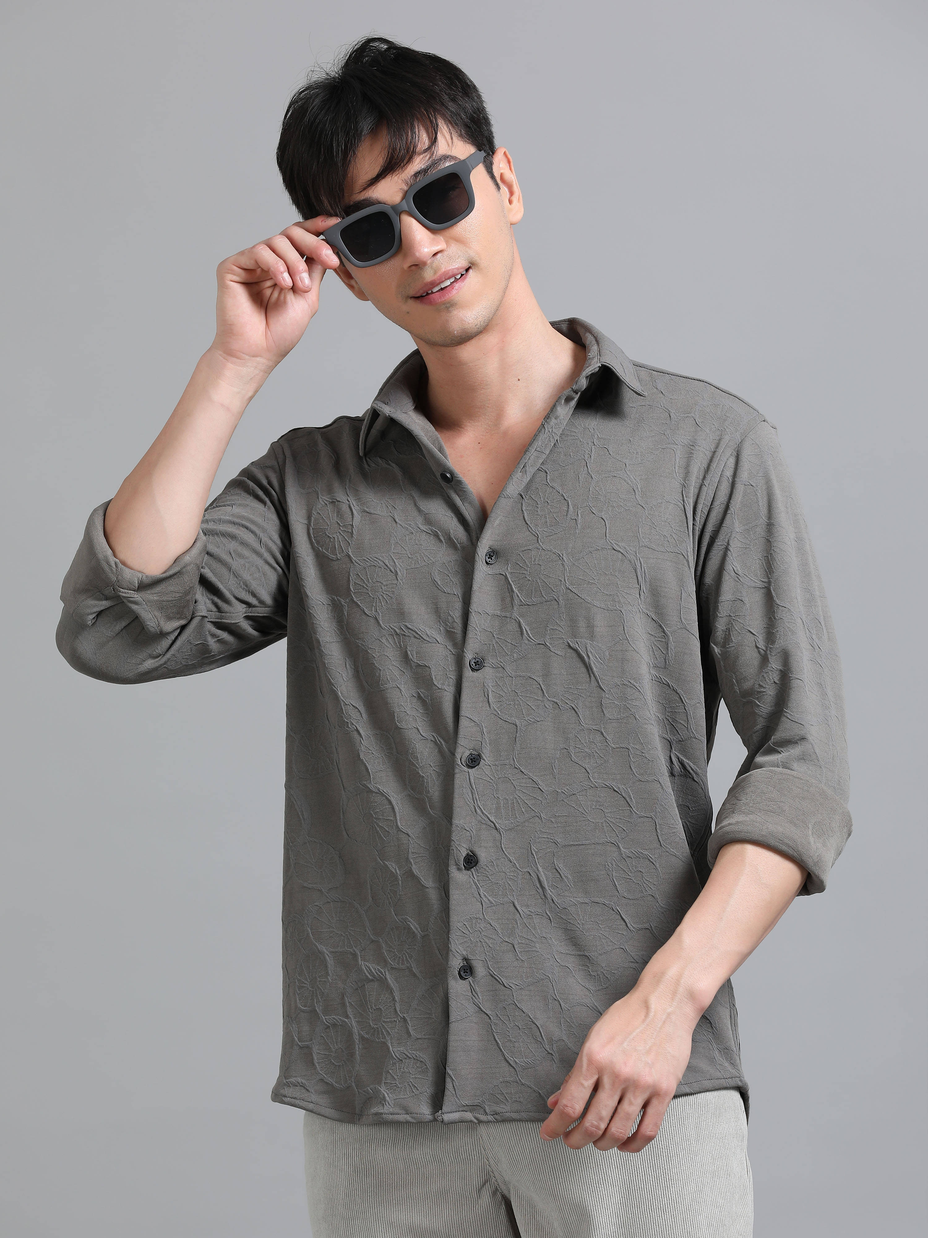Paul Street Polyester Relaxed Fit Self Design Full Sleeves Men's Casual Shirt - Grey ( Pack of 1 )     			Paul Street Polyester Relaxed Fit Self Design Full Sleeves Men's Casual Shirt - Grey ( Pack of 1 )