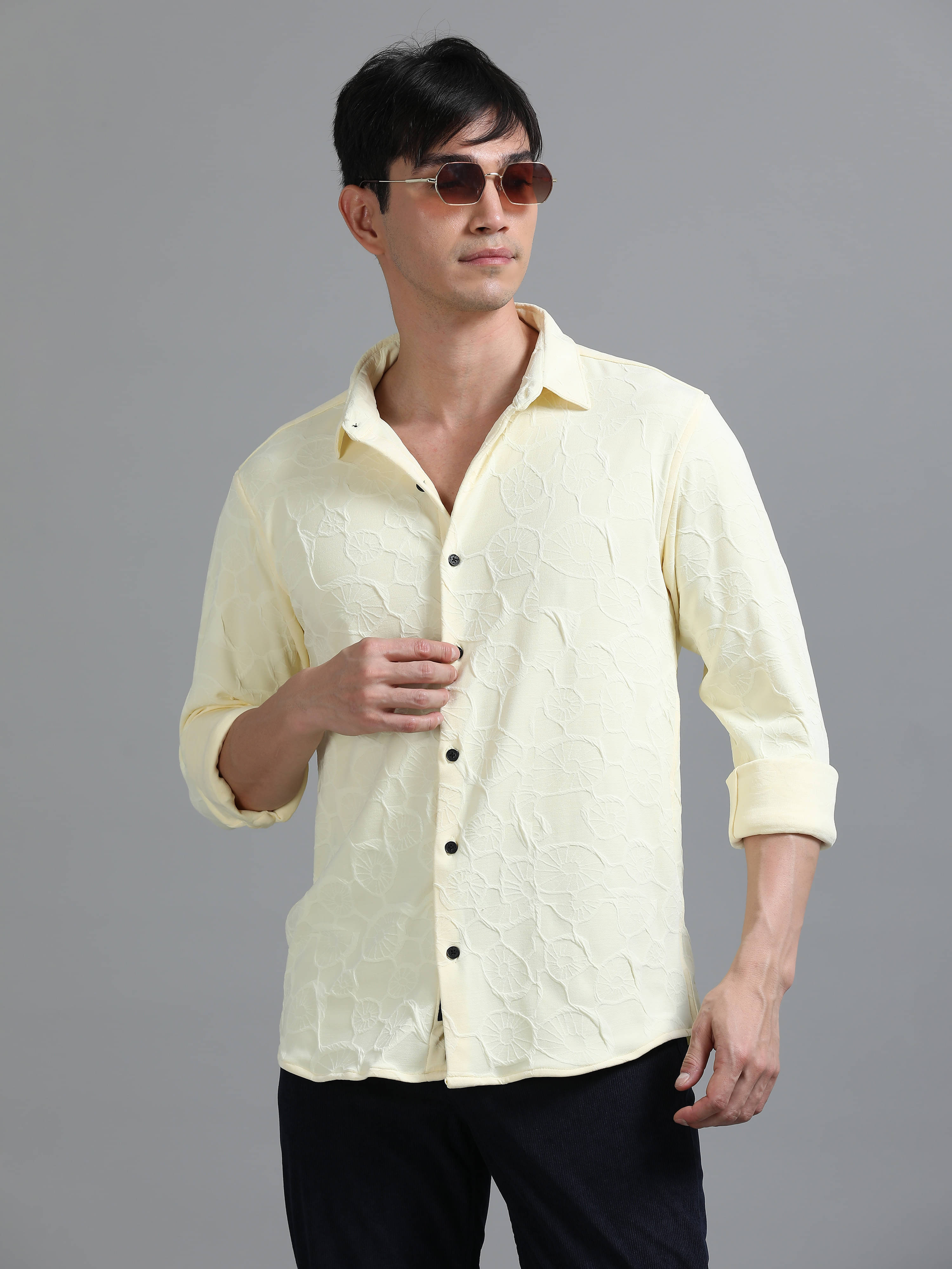 Paul Street Polyester Relaxed Fit Self Design Full Sleeves Men's Casual Shirt - Yellow ( Pack of 1 ) Paul Street Polyester Relaxed Fit Self Design Full Sleeves Men's Casual Shirt - Yellow ( Pack of 1 )