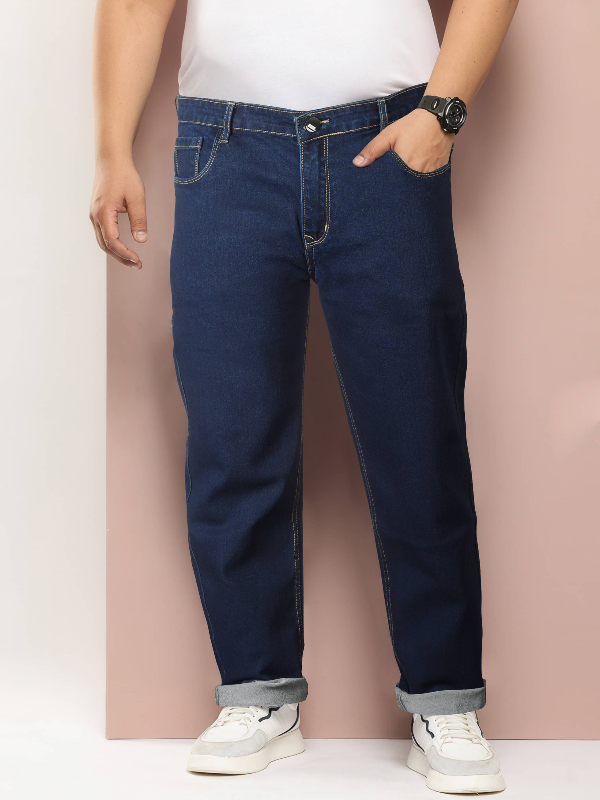 RIG BONE Relaxed Cuffed Hem Men's Jeans - Dark Blue ( Pack of 1 ) RIG BONE Relaxed Cuffed Hem Men's Jeans - Dark Blue ( Pack of 1 )