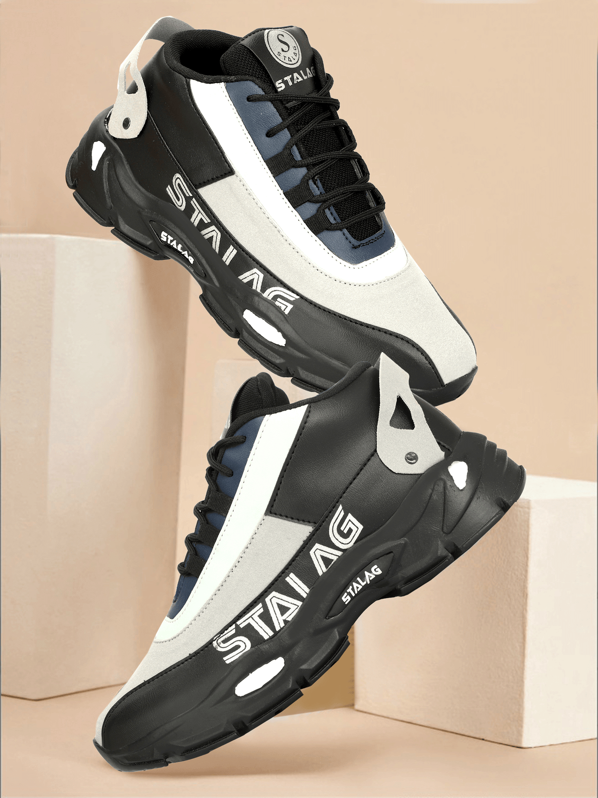 STALAG Running Shoes For Men Black Men's Lifestyle Shoes STALAG Running Shoes For Men Black Men's Lifestyle Shoes