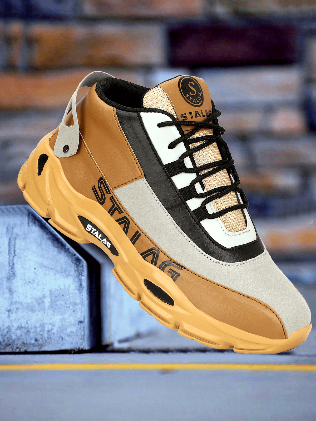     			STALAG Running Shoes For Men Tan Men's Lifestyle Shoes