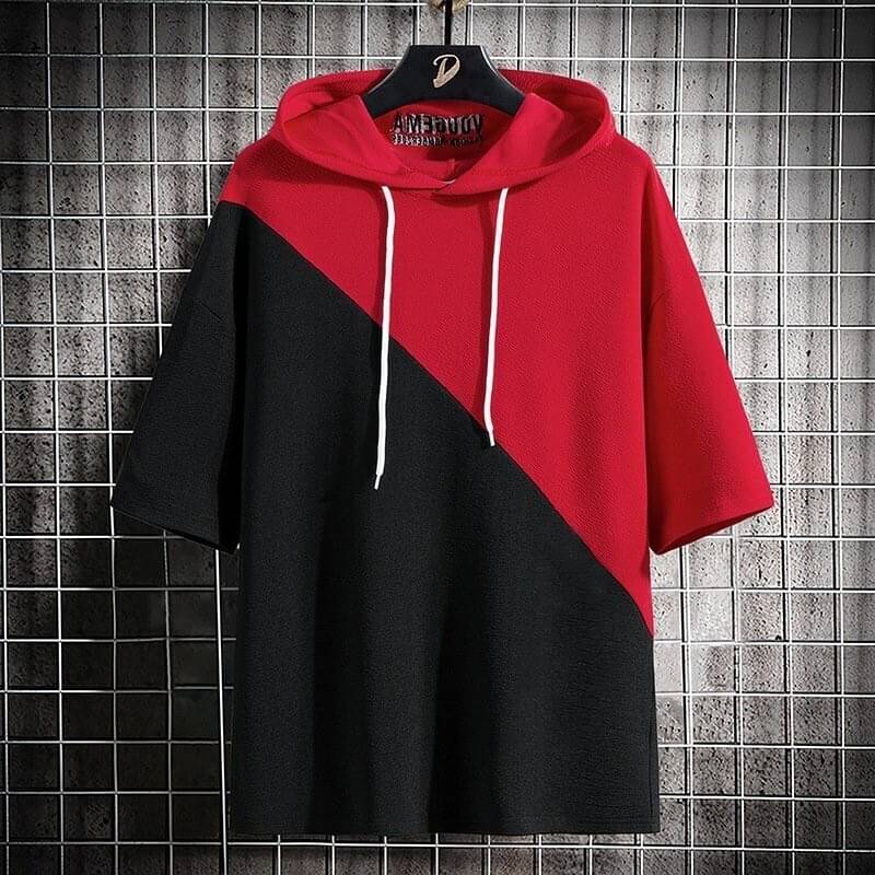     			Try This Cotton Blend Slim Fit Colorblock Half Sleeves Men's Hooded T-Shirt - Multicolor7 ( Pack of 1 )