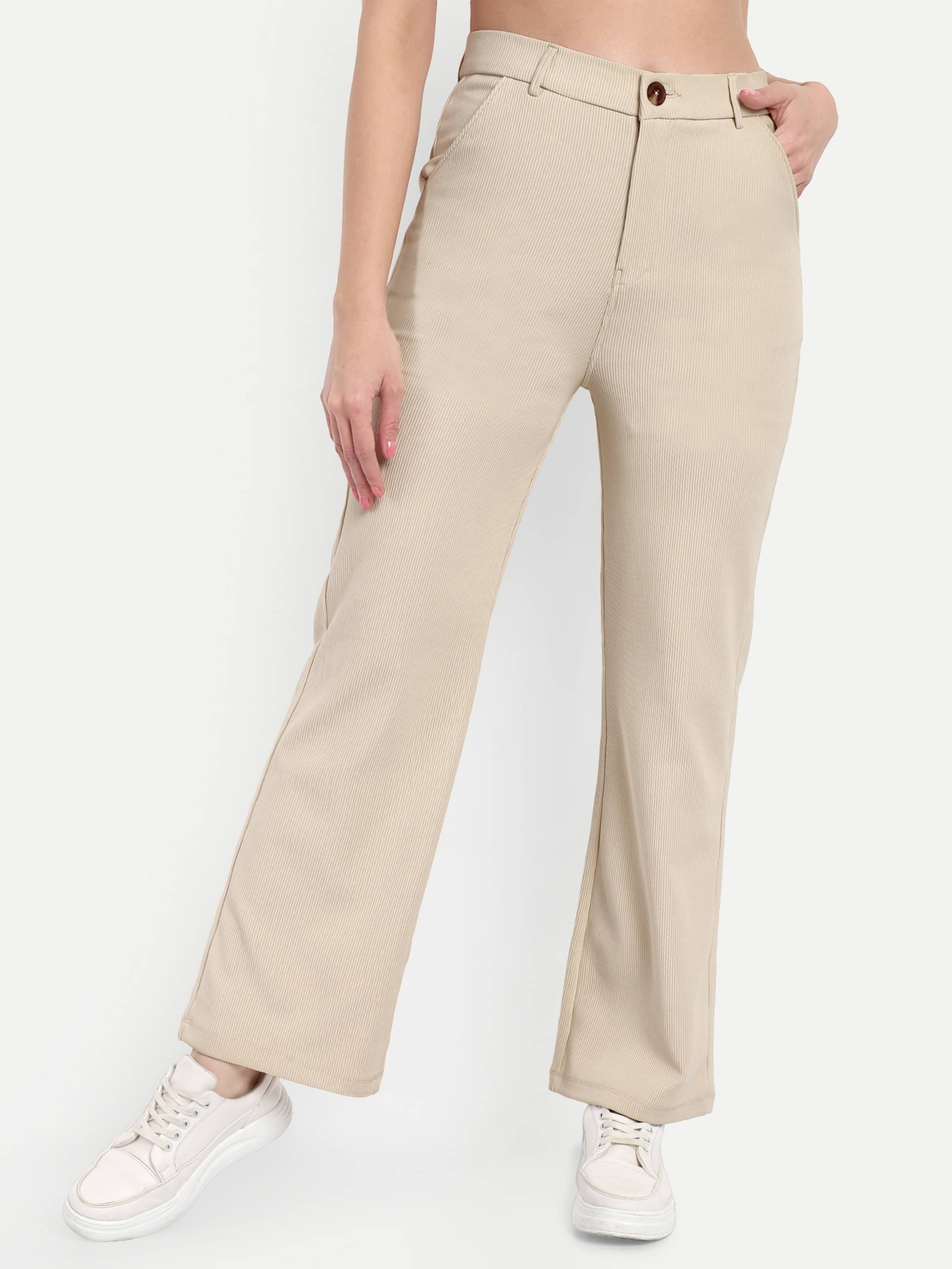     			Broadstar Pack of 1 Corduroy Straight Women's Casual Pants ( Cream )
