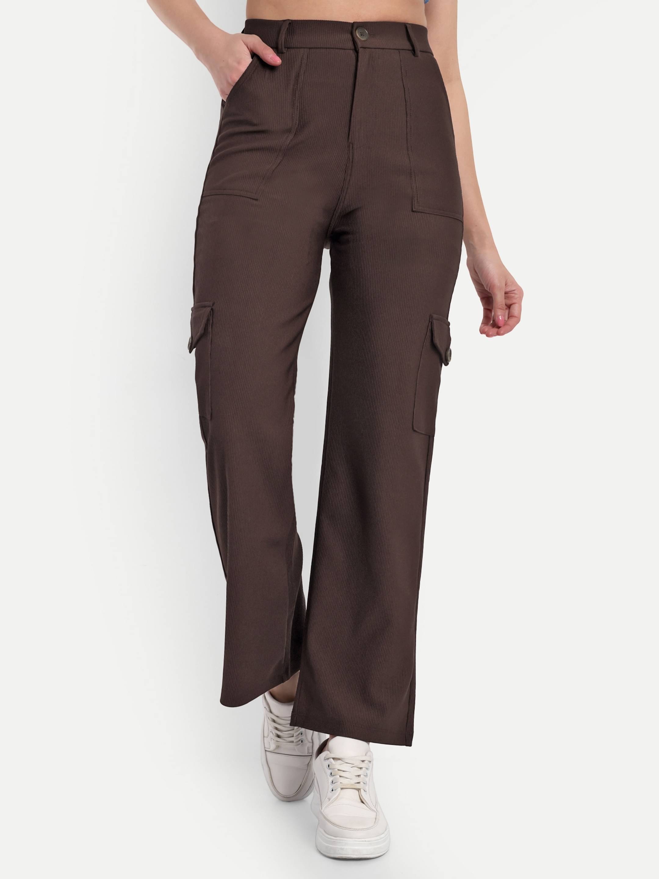     			Broadstar Pack of 1 Corduroy Straight Women's Cargo Pants ( Brown )