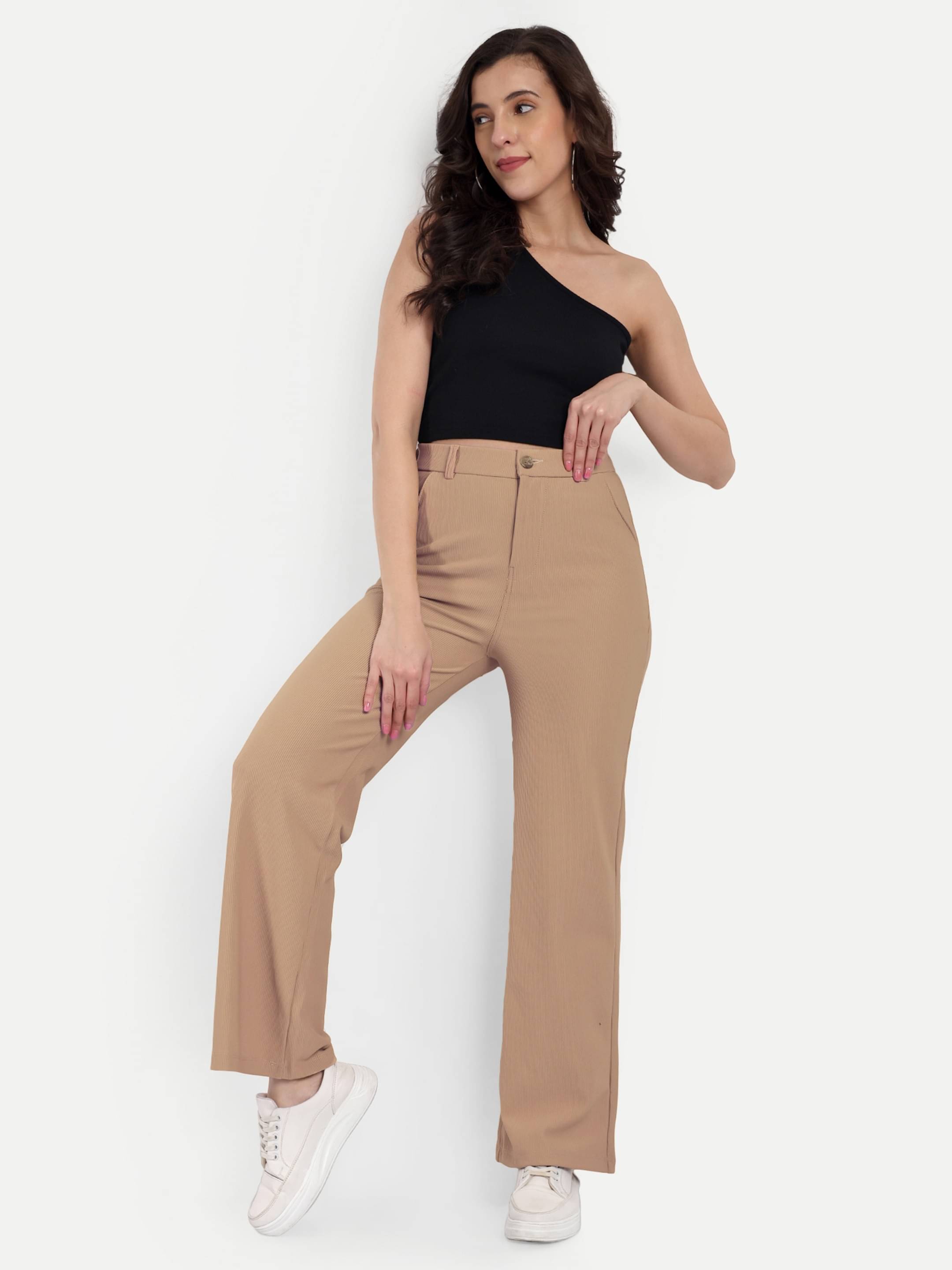     			Broadstar Pack of 1 Corduroy Straight Women's Casual Pants ( Beige )
