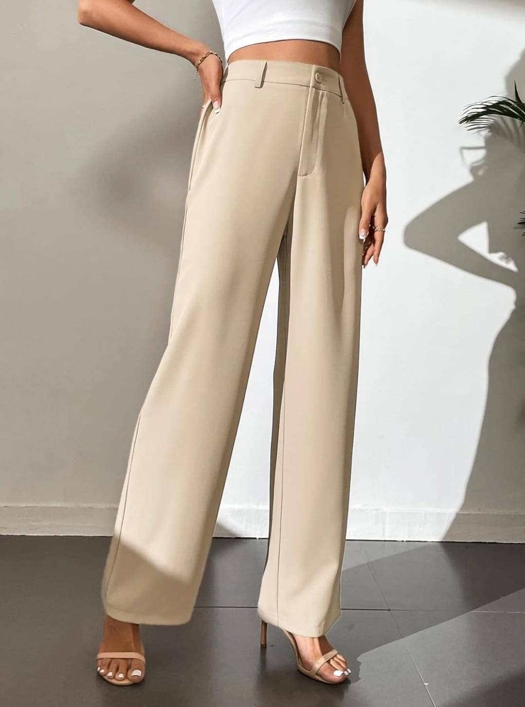     			Broadstar Pack of 1 Polyester Straight Women's Casual Pants ( Beige )