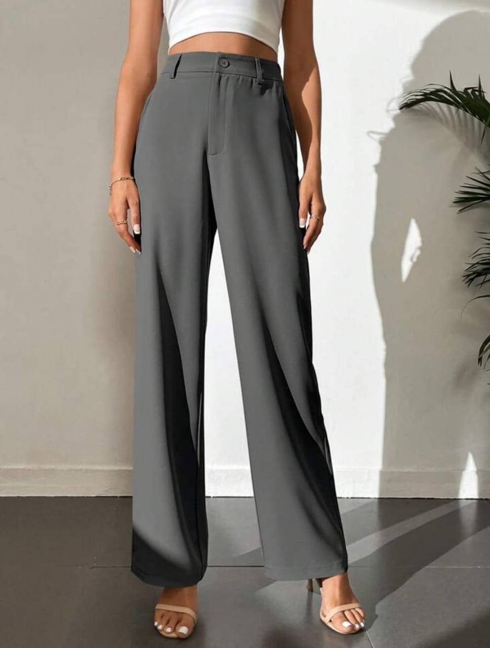    			Broadstar Pack of 1 Polyester Straight Women's Casual Pants ( Dark Grey )