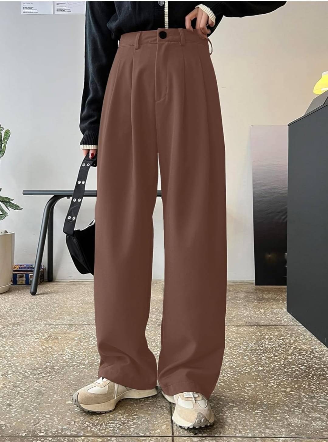     			Broadstar Pack of 1 Polyester Straight Women's Casual Pants ( Brown )