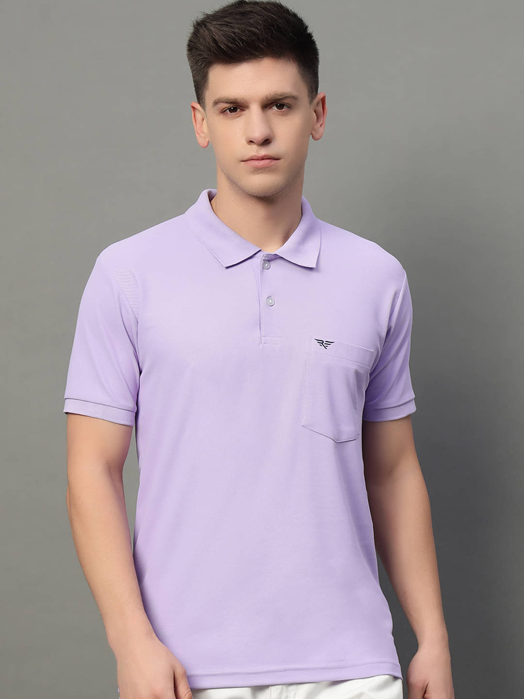     			Riss Pack of 1 Cotton Blend Regular Fit Solid Half Sleeves Men's Polo T Shirt ( Purple )