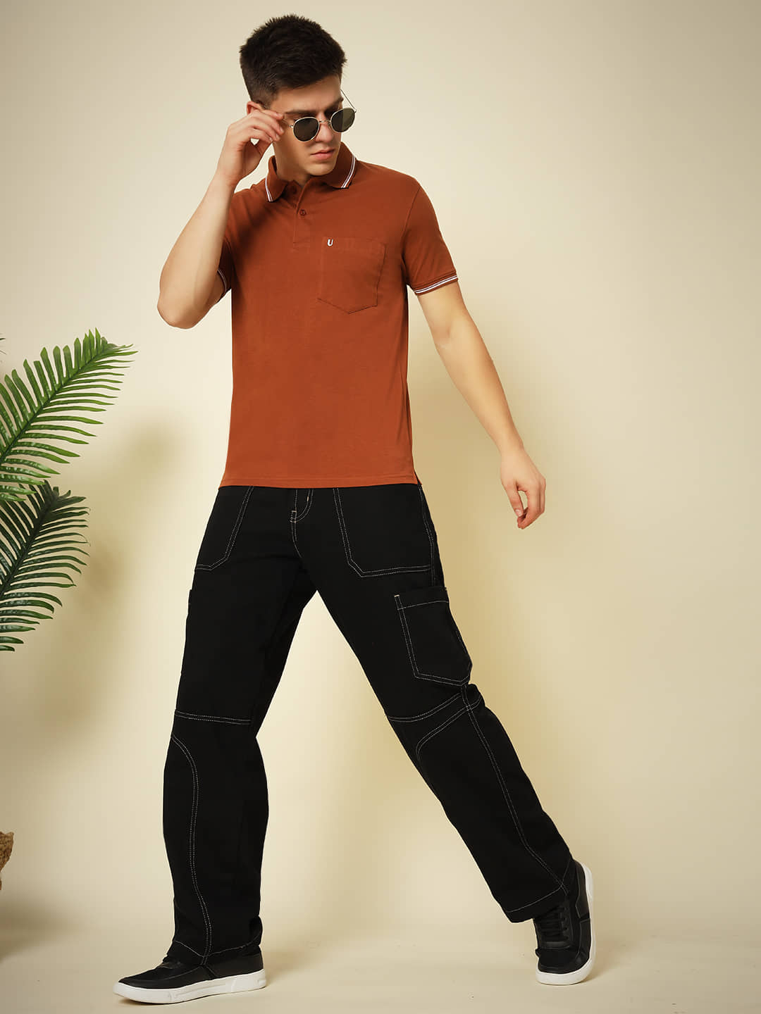 UNIBERRY Pack of 1 Cotton Blend Regular Fit Solid Half Sleeves Men's Polo T Shirt ( Red )