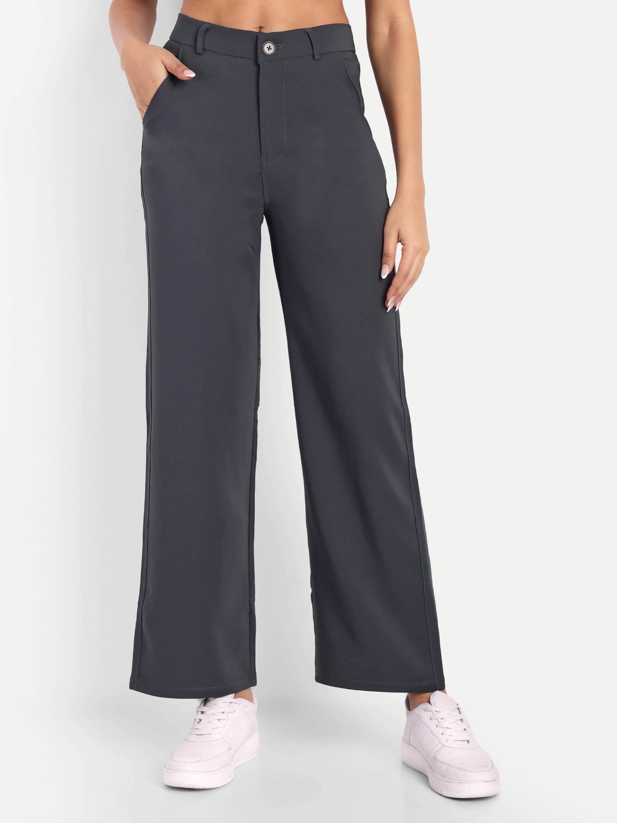     			Broadstar Pack of 1 Polyester Straight Women's Casual Pants ( Dark Grey )