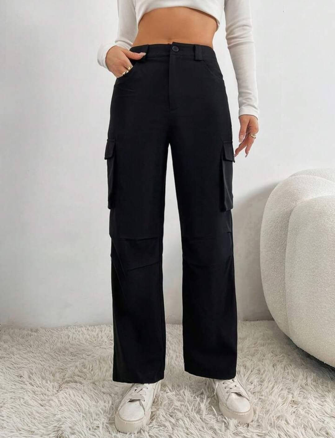     			Broadstar Pack of 1 Rayon Straight Women's Cargo Pants ( Black )