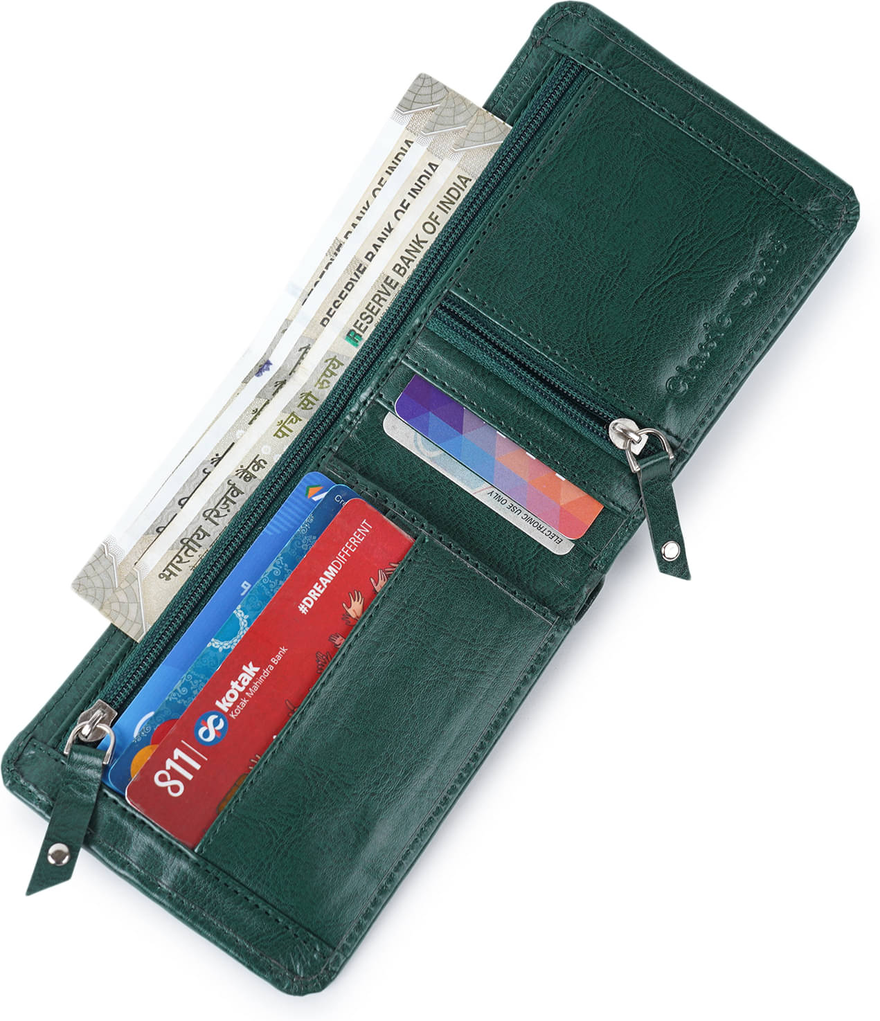     			Classic World PU Printed Men's RFID Wallet With 5 Slots For Card ( Green , Pack of 1 )