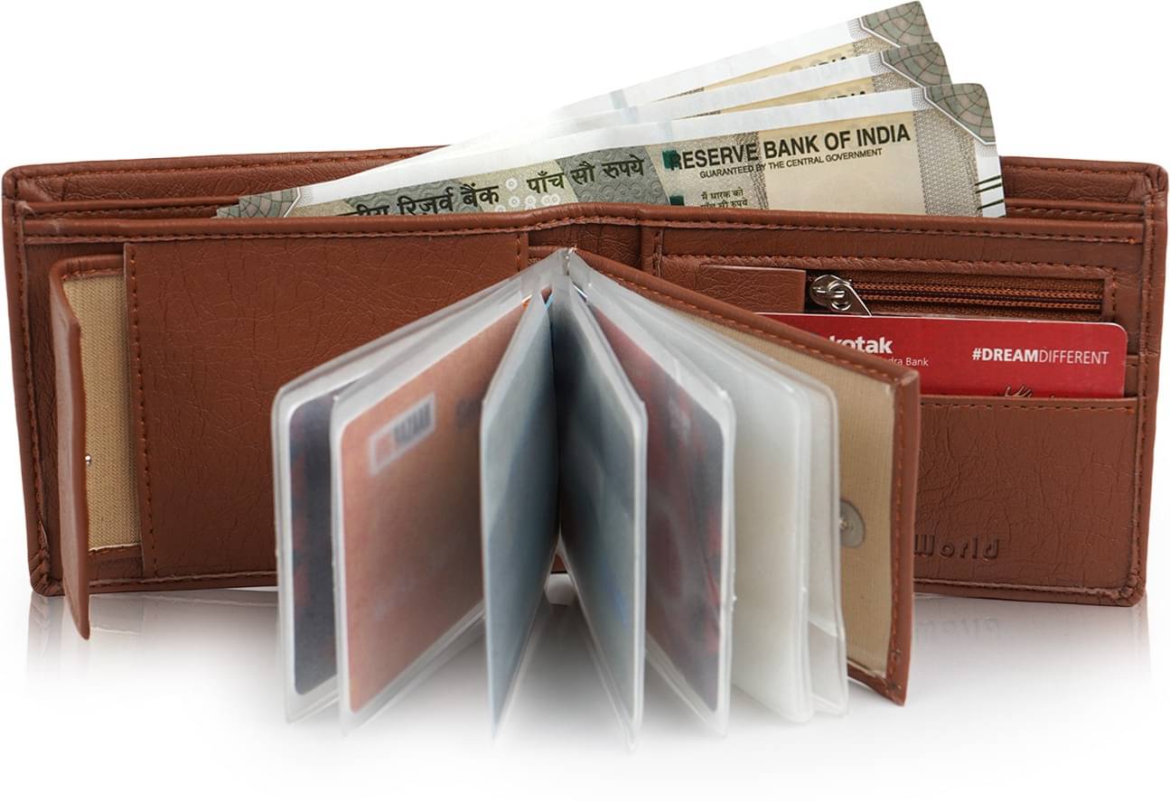     			Classic World PU Printed Men's RFID Wallet With 10 Slots For Card ( Tan , Pack of 1 )