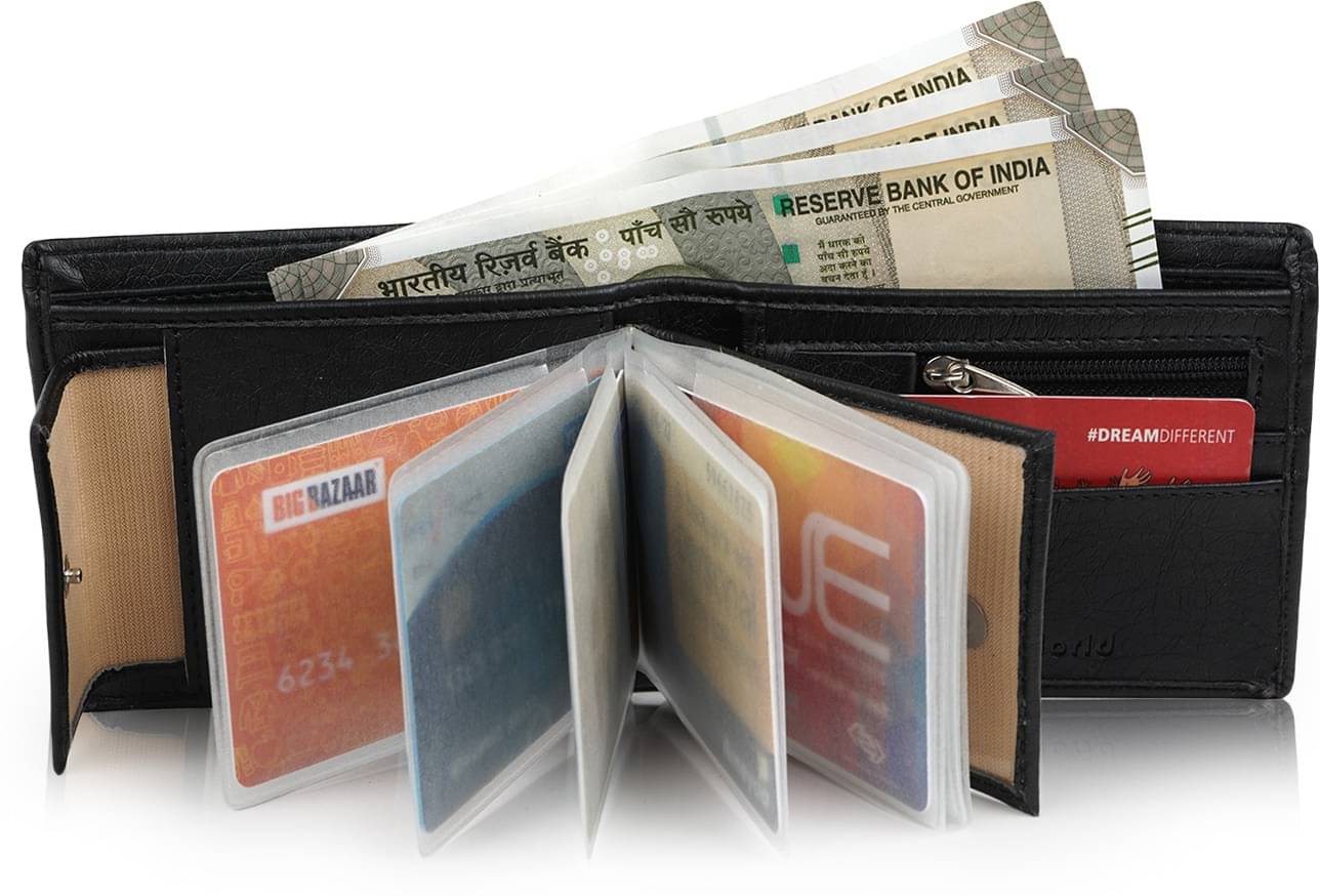     			Classic World PU Printed Men's RFID Wallet With 10 Slots For Card ( Black , Pack of 1 )