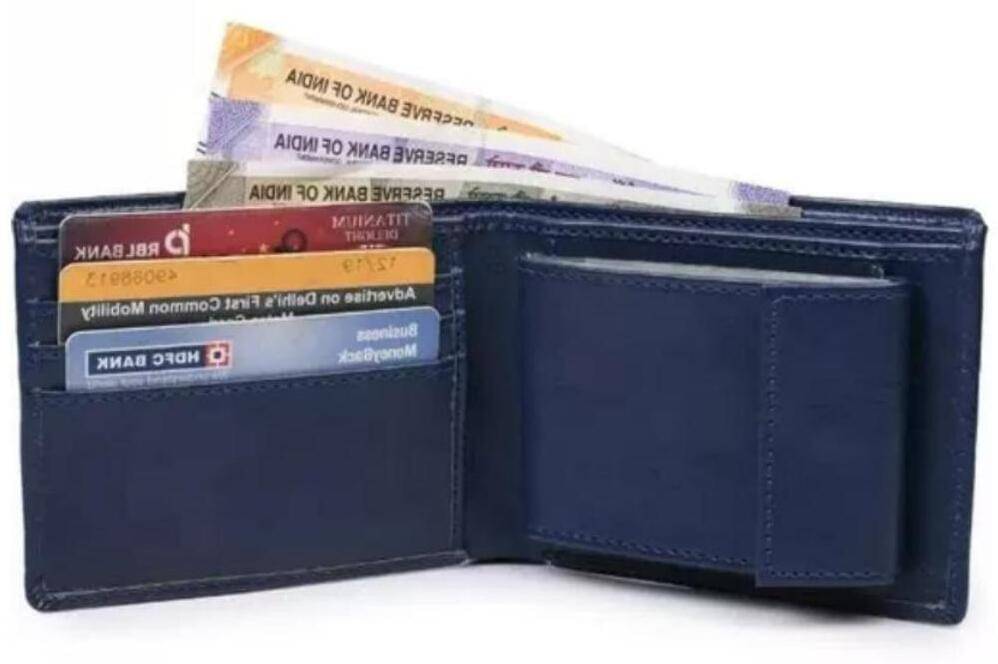     			Classic World PU Printed Men's RFID Wallet With 10 Slots For Card ( Blue , Pack of 1 )