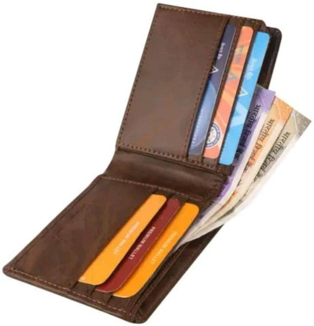     			Classic World PU Printed Men's RFID Wallet With 10 Slots For Card ( Brown , Pack of 1 )