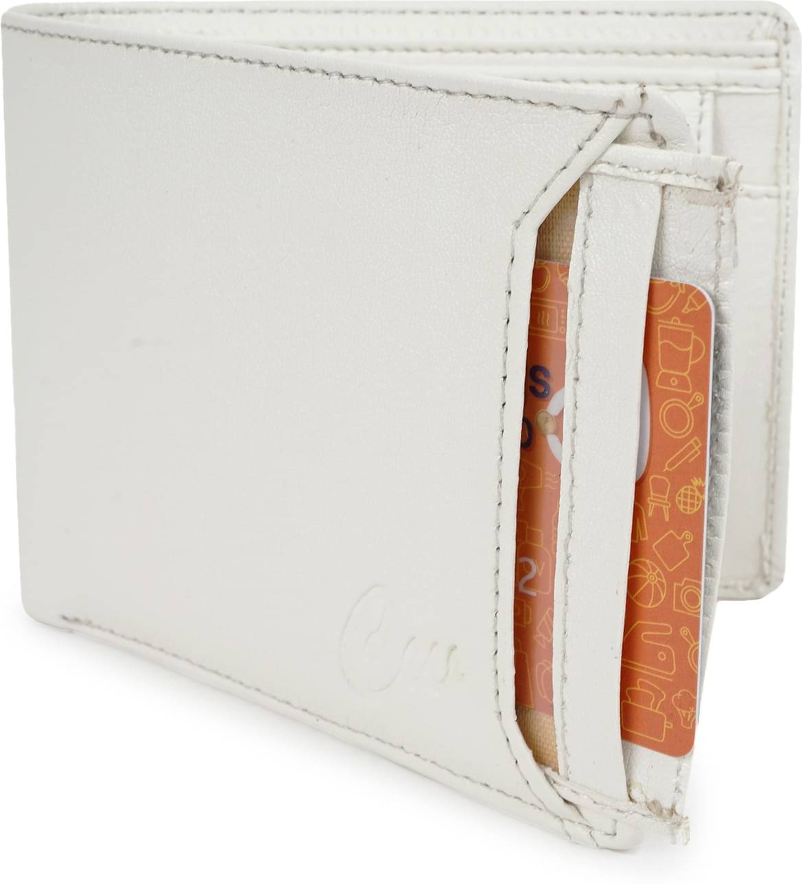     			Classic World PU Self Design Men's RFID Wallet With 3 Slots For Card ( White , Pack of 1 )
