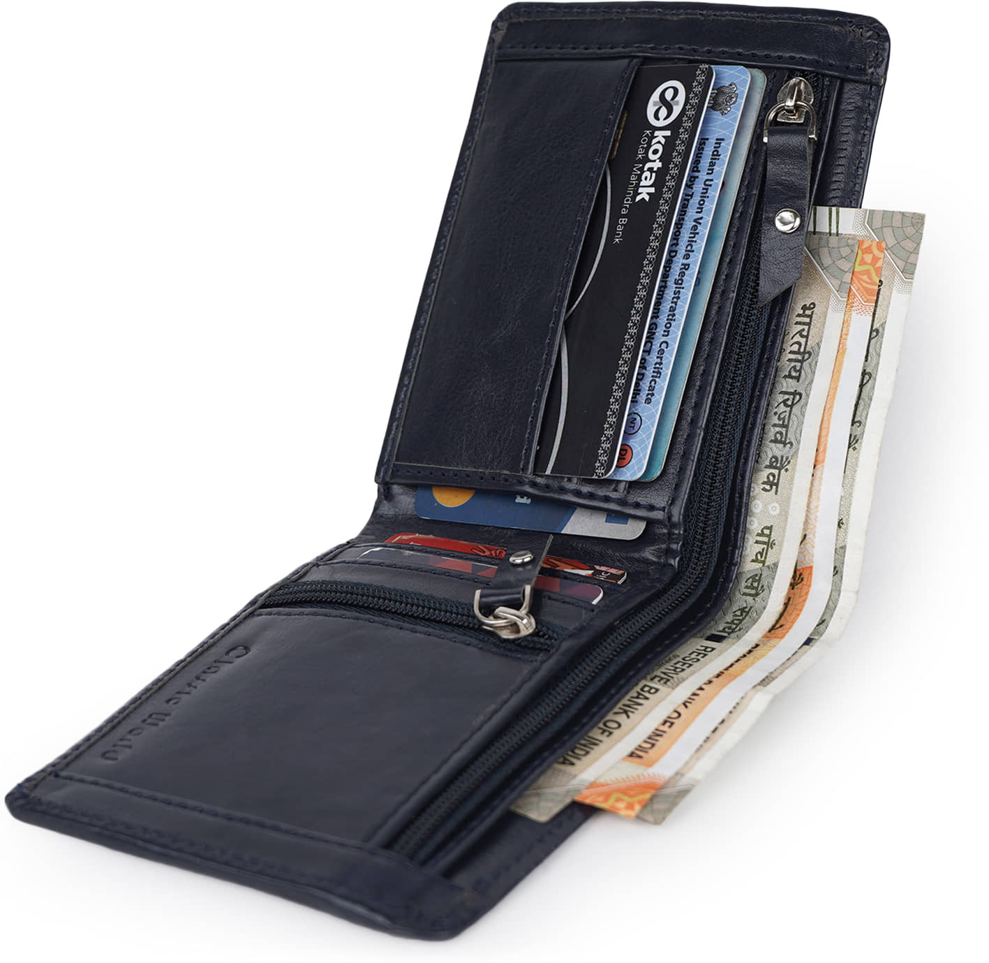 Classic World PU Self Design Men's RFID Wallet With 6 Slots For Card ( Blue , Pack of 1 ) - Handbags | Buy online on ZillyBuy