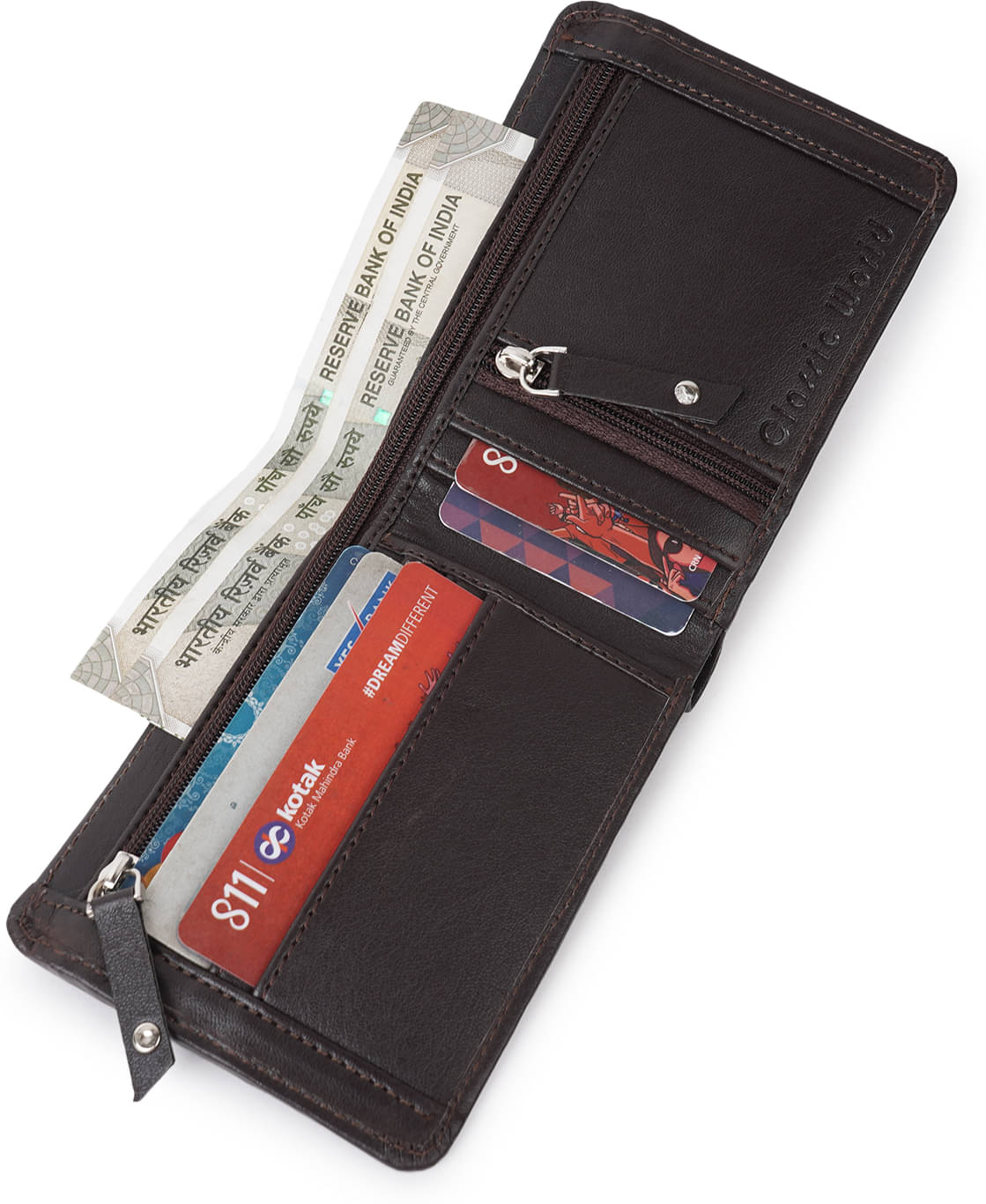     			Classic World PU Self Design Men's RFID Wallet With 6 Slots For Card ( Brown , Pack of 1 )