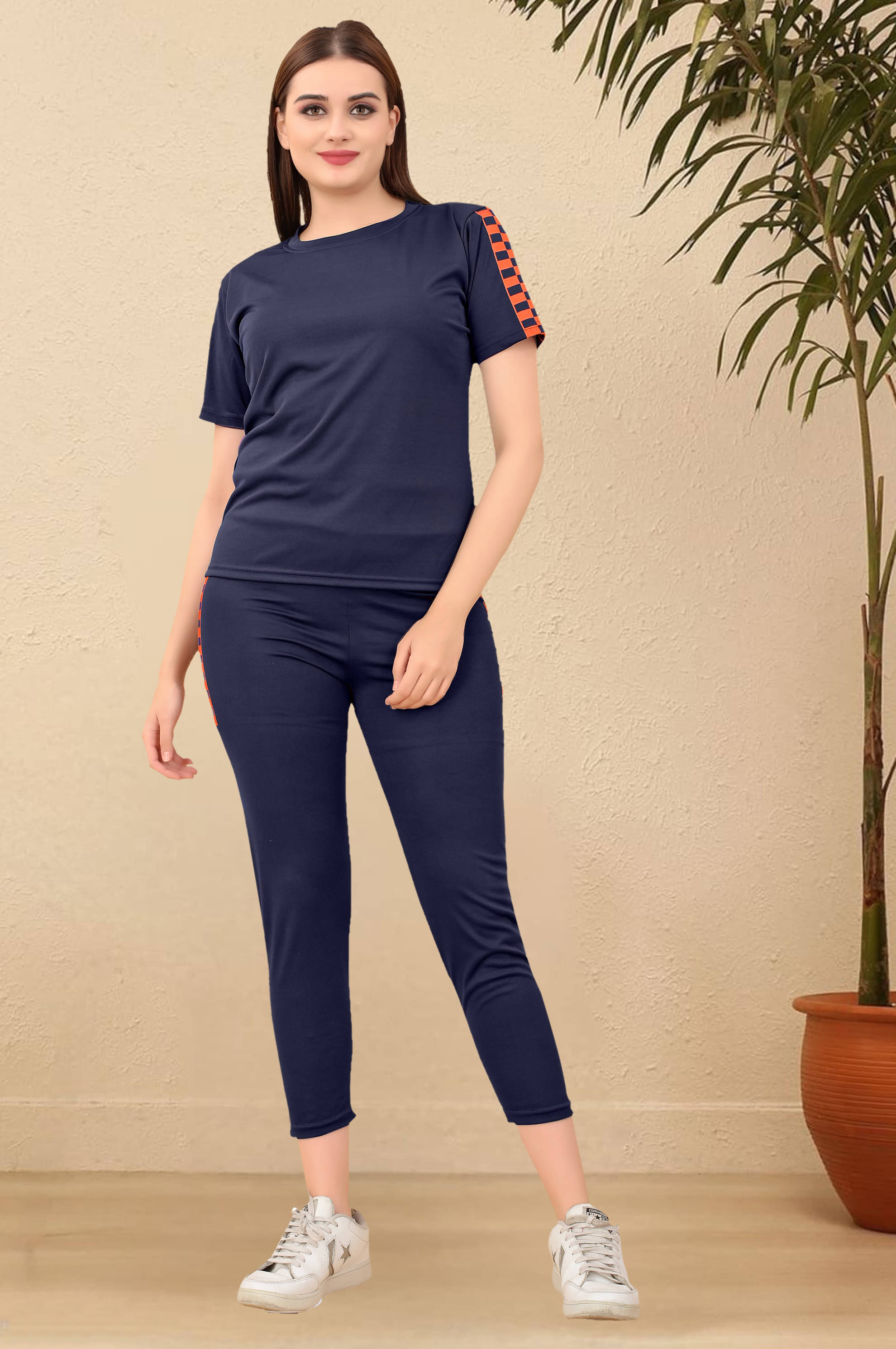     			DTR FASHION Blue Cotton Blend Printed Tracksuit - Pack of 1