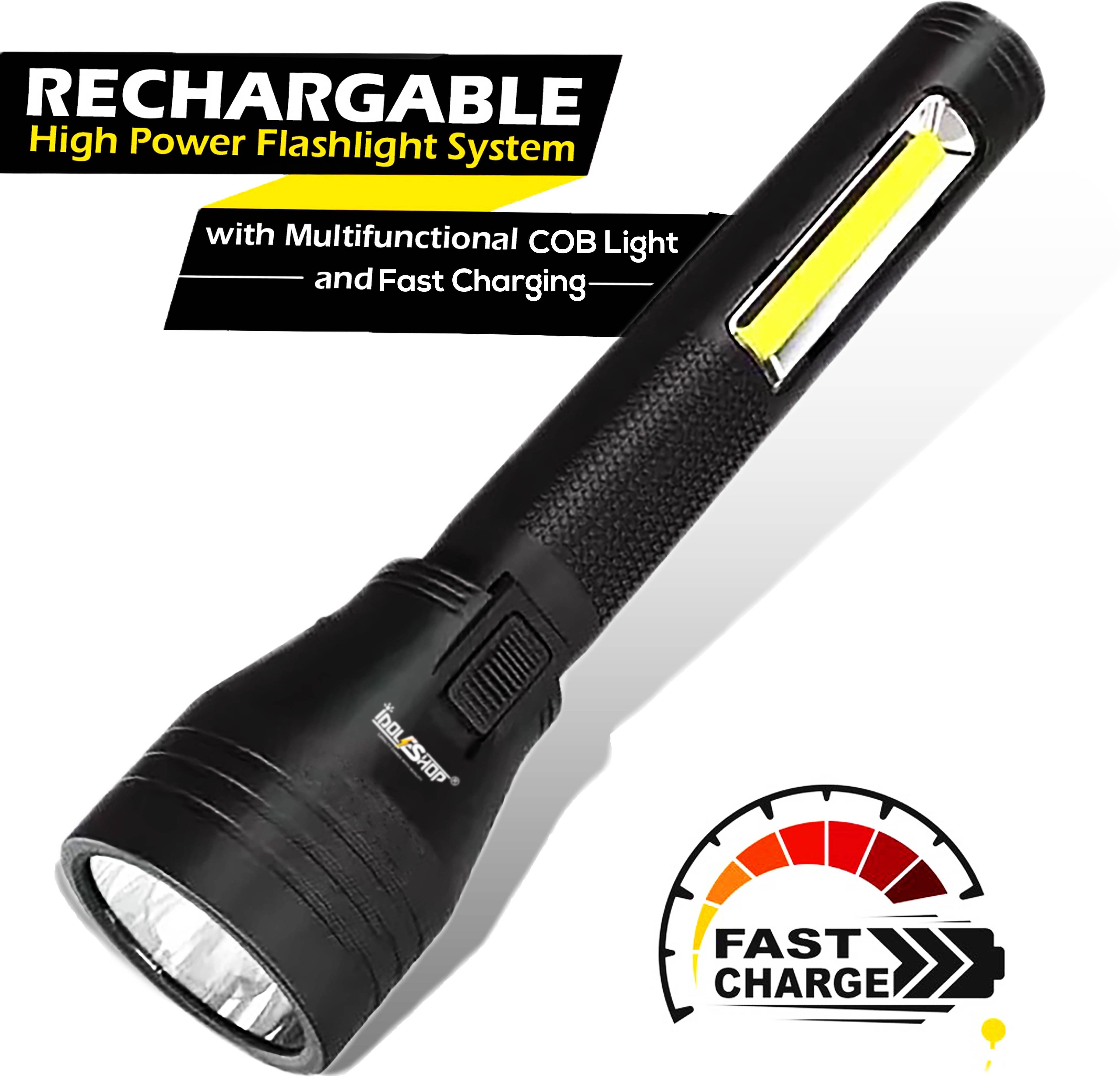     			IDOLESHOP - 10W Rechargeable Flashlight Torch ( Pack of 1 )