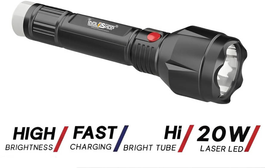    			IDOLESHOP - 20W Rechargeable Flashlight Torch ( Pack of 1 )